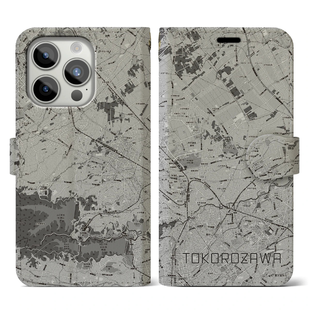 【所沢3(埼玉県)】地図柄iPhoneケース(手帳タイプ)