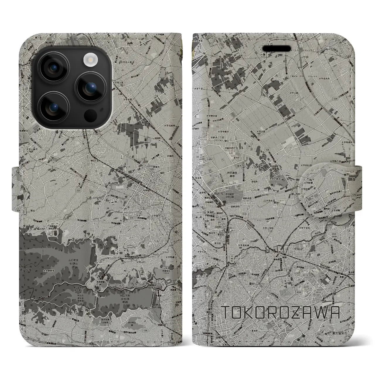 【所沢3(埼玉県)】地図柄iPhoneケース(手帳タイプ)