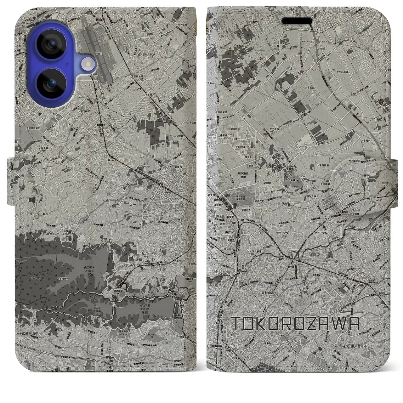 【所沢3(埼玉県)】地図柄iPhoneケース(手帳タイプ)