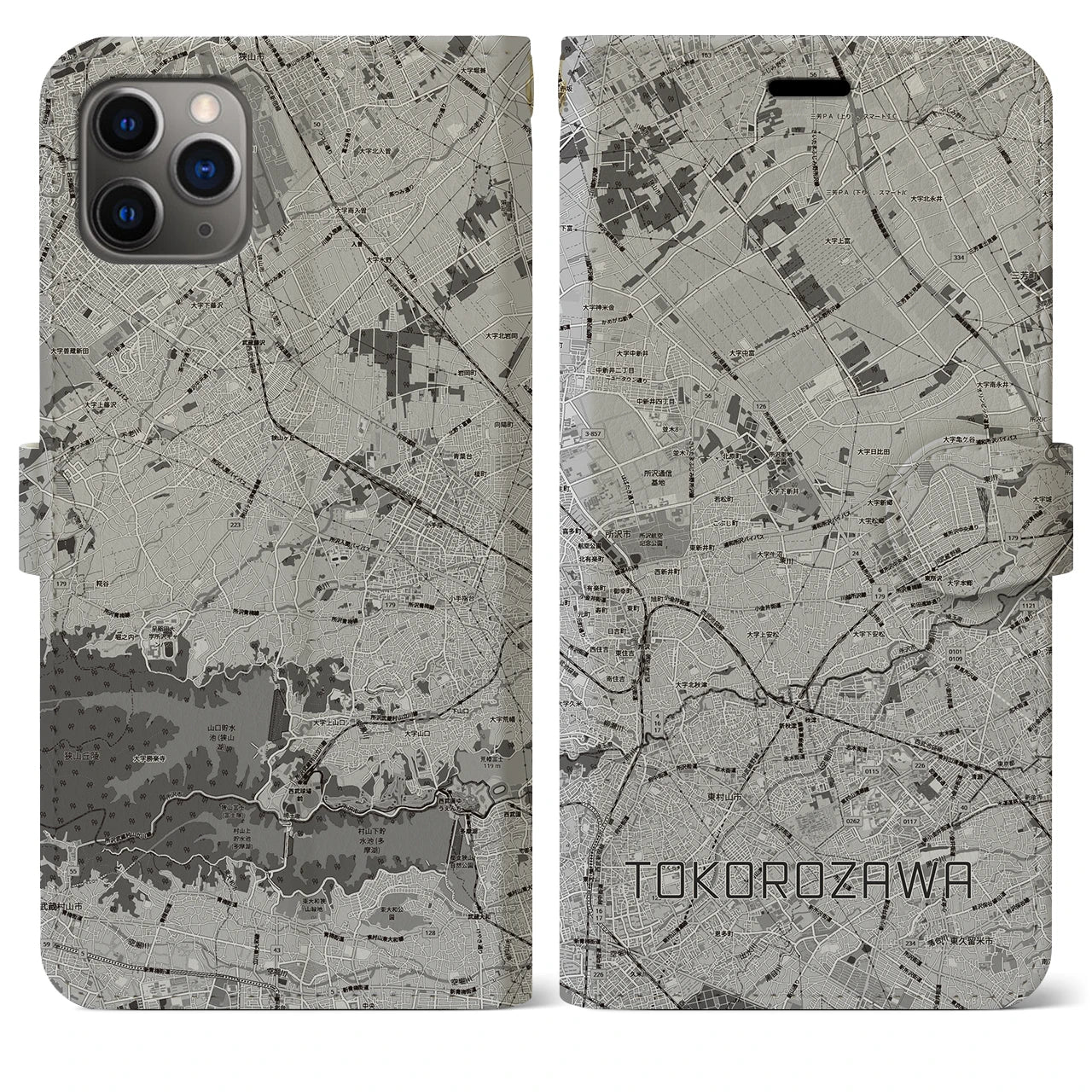 【所沢3(埼玉県)】地図柄iPhoneケース(手帳タイプ)