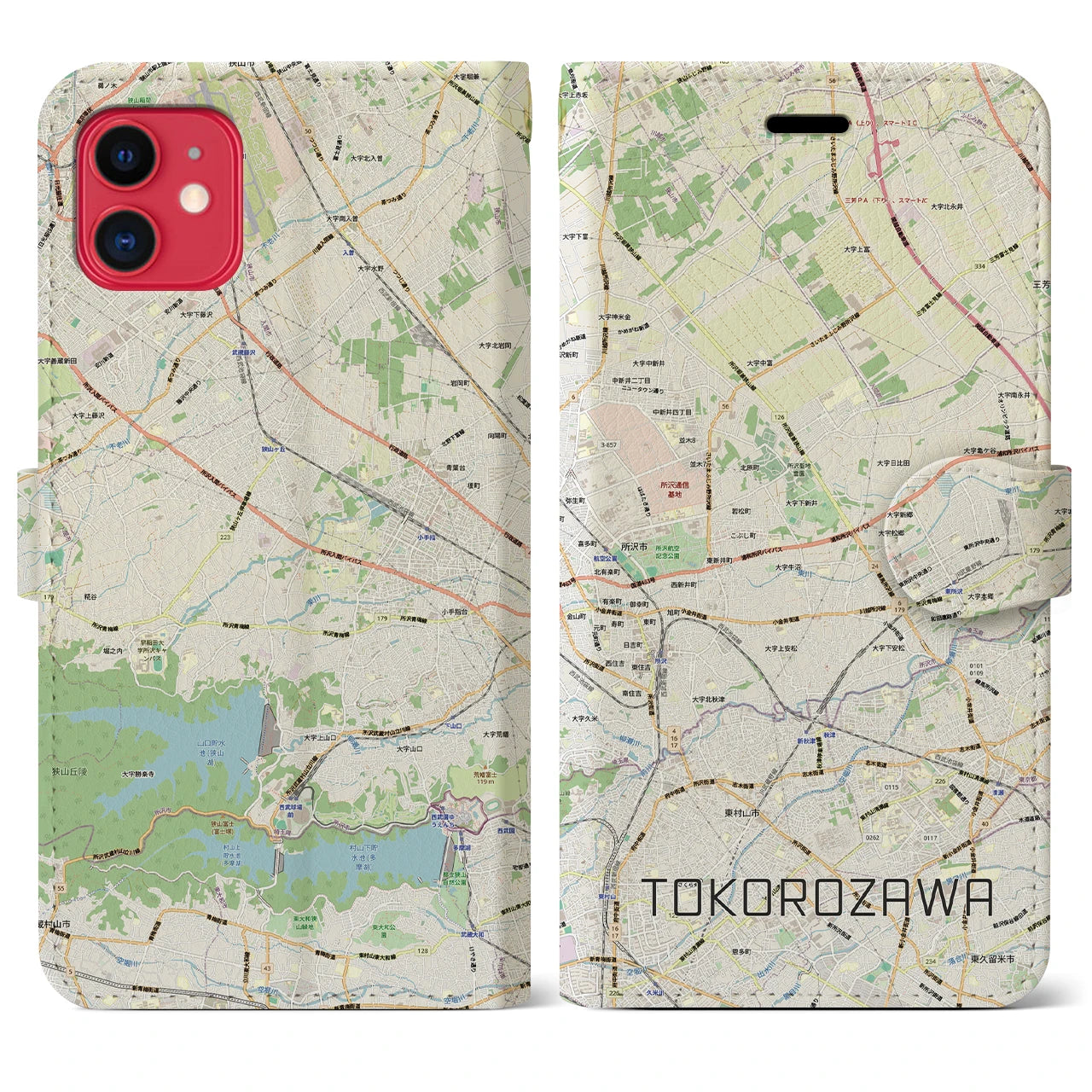 【所沢3(埼玉県)】地図柄iPhoneケース(手帳タイプ)