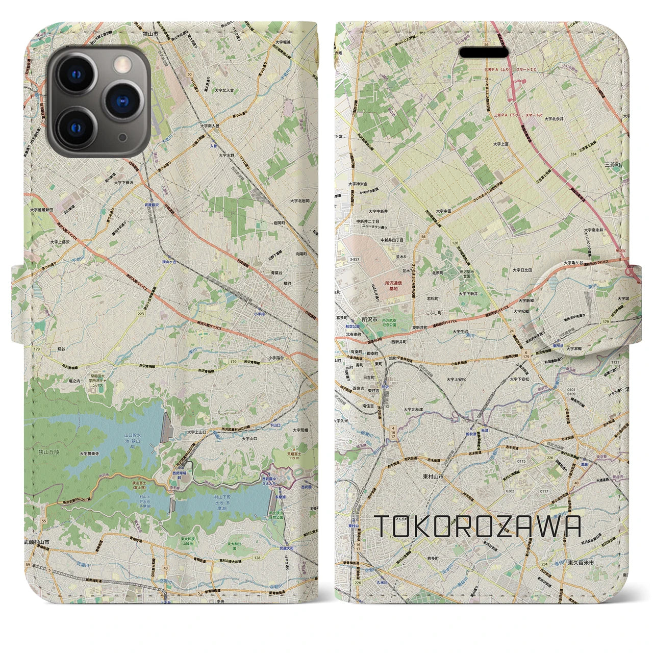 【所沢3(埼玉県)】地図柄iPhoneケース(手帳タイプ)