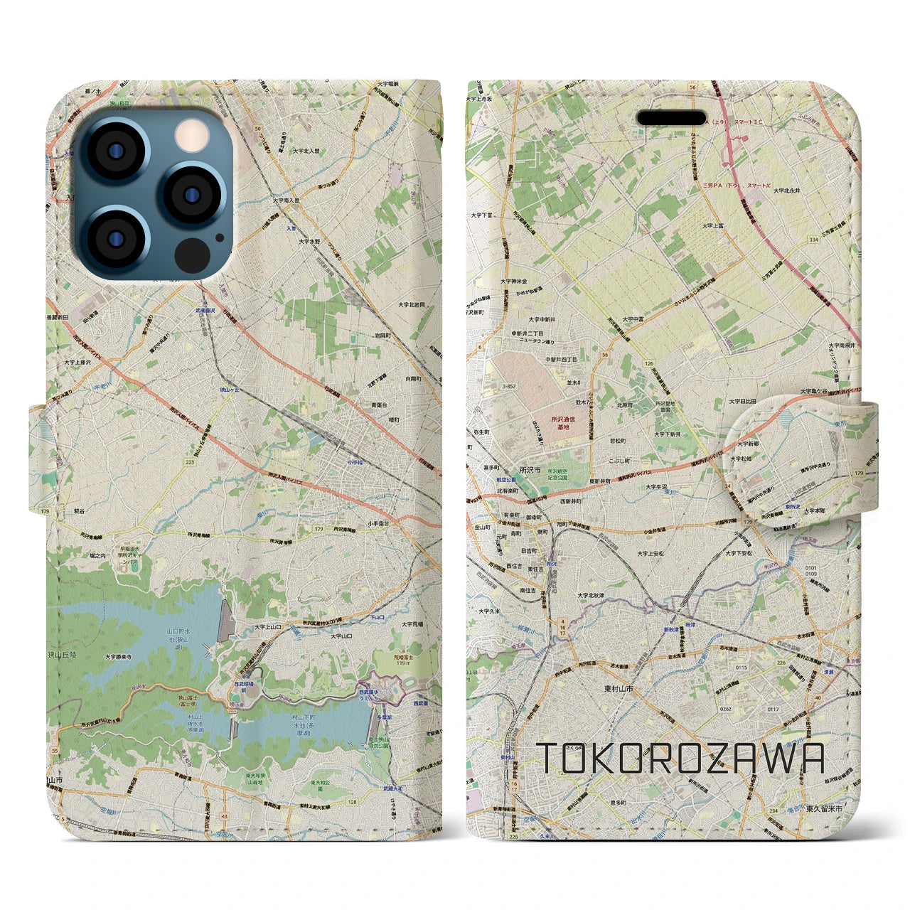 【所沢3(埼玉県)】地図柄iPhoneケース(手帳タイプ)