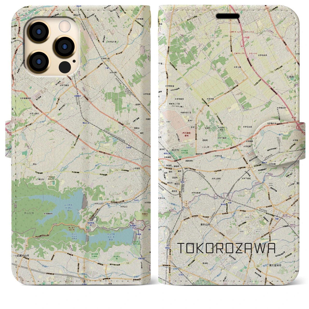 【所沢3(埼玉県)】地図柄iPhoneケース(手帳タイプ)