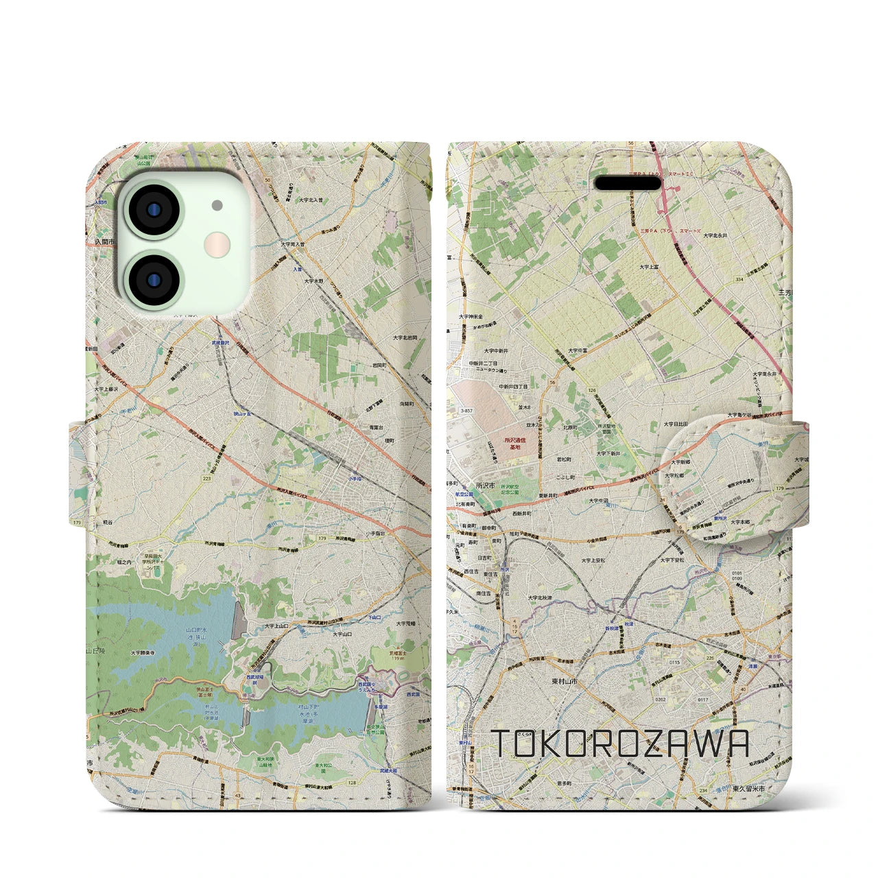 【所沢3(埼玉県)】地図柄iPhoneケース(手帳タイプ)