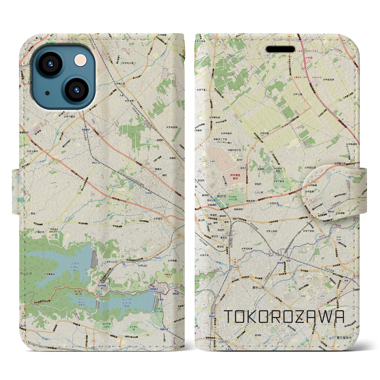 【所沢3(埼玉県)】地図柄iPhoneケース(手帳タイプ)