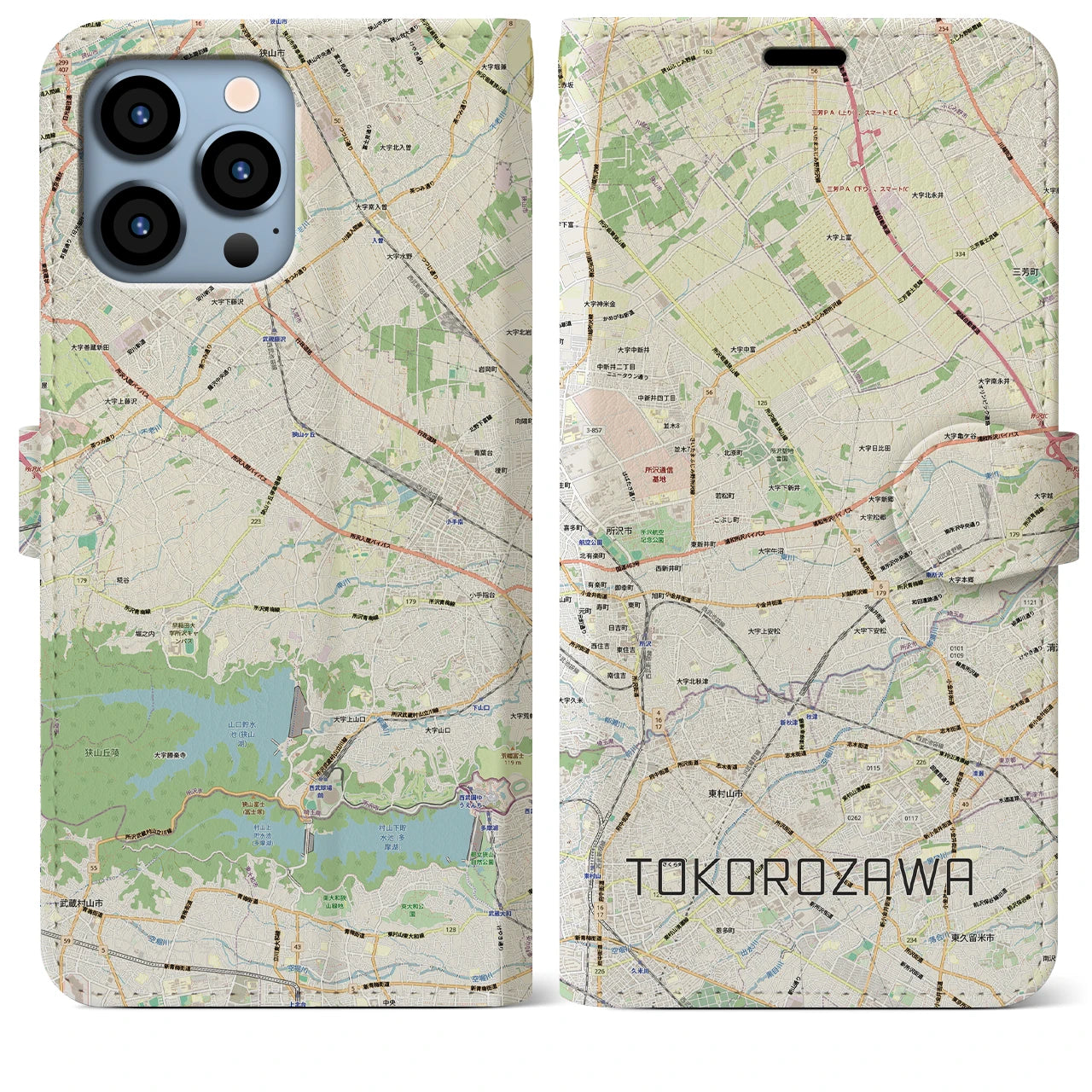 【所沢3(埼玉県)】地図柄iPhoneケース(手帳タイプ)