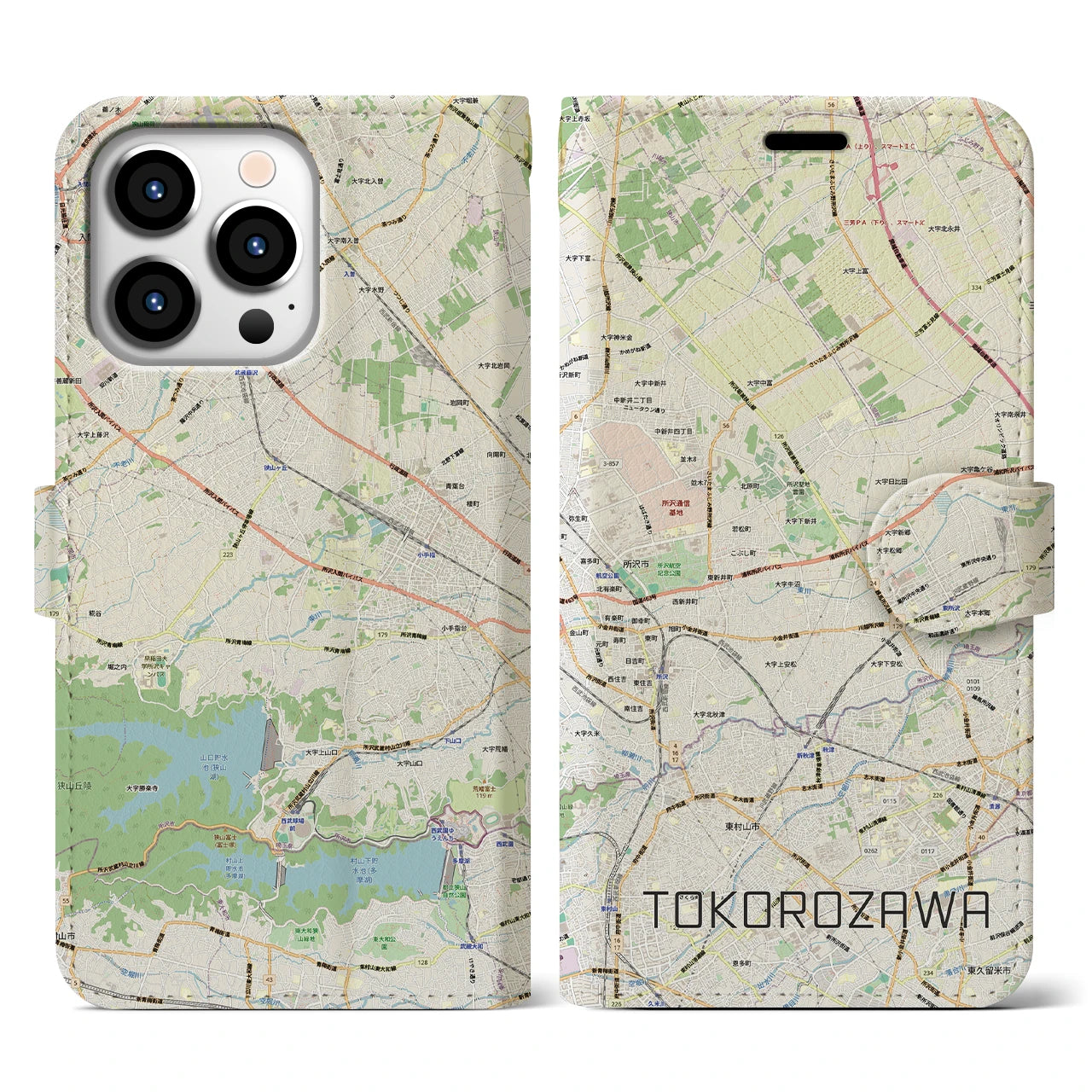 【所沢3(埼玉県)】地図柄iPhoneケース(手帳タイプ)