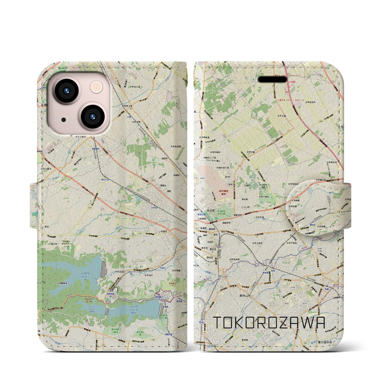 【所沢3(埼玉県)】地図柄iPhoneケース(手帳タイプ)