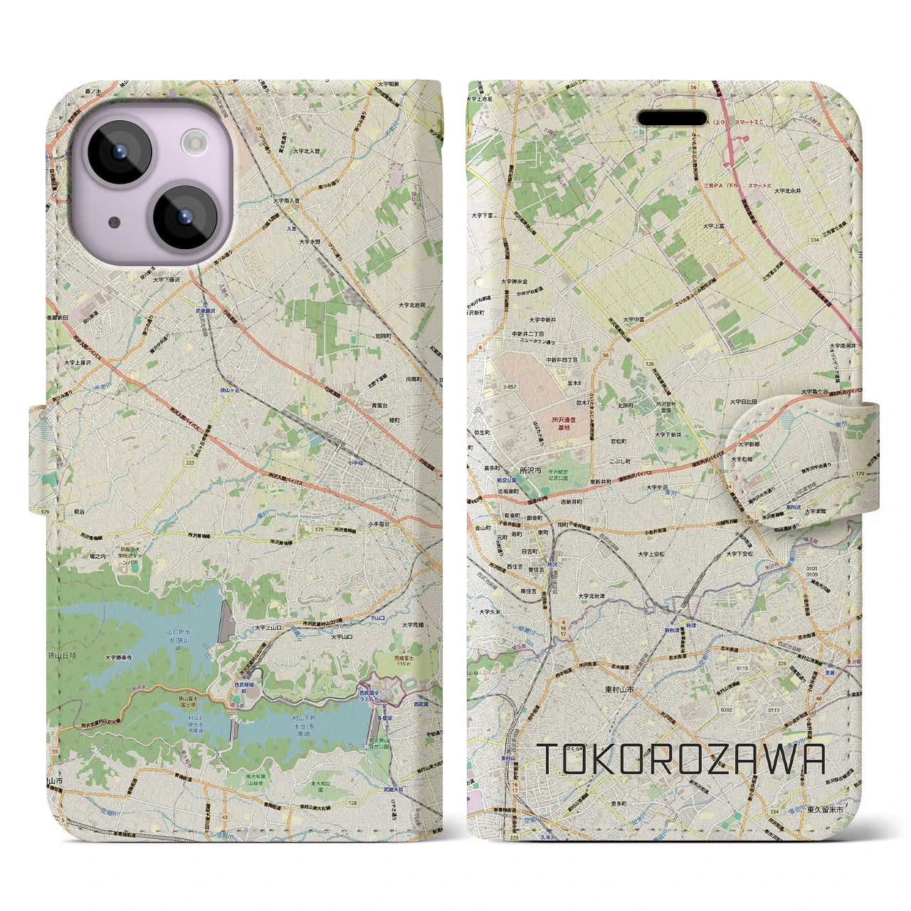 【所沢3(埼玉県)】地図柄iPhoneケース(手帳タイプ)