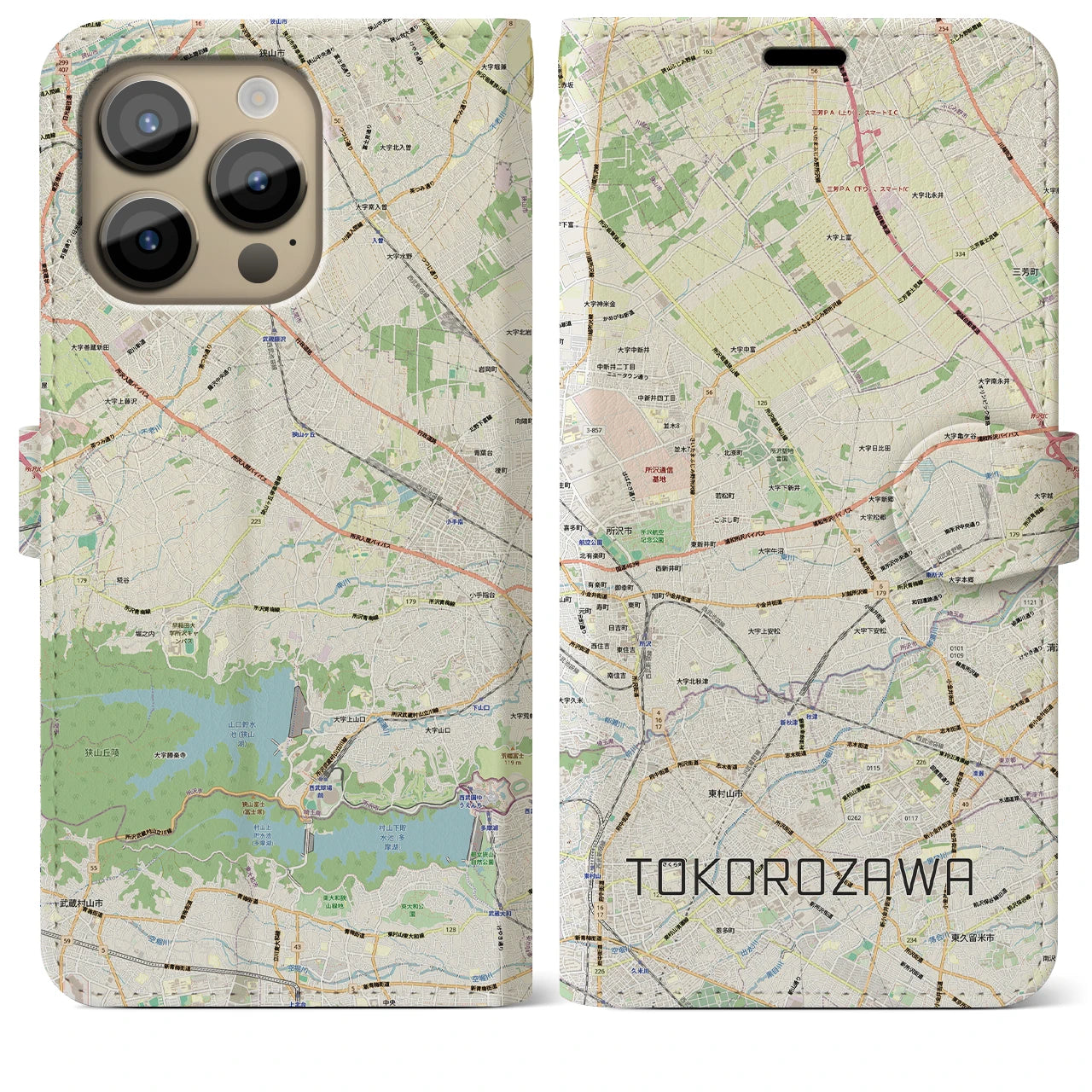 【所沢3(埼玉県)】地図柄iPhoneケース(手帳タイプ)