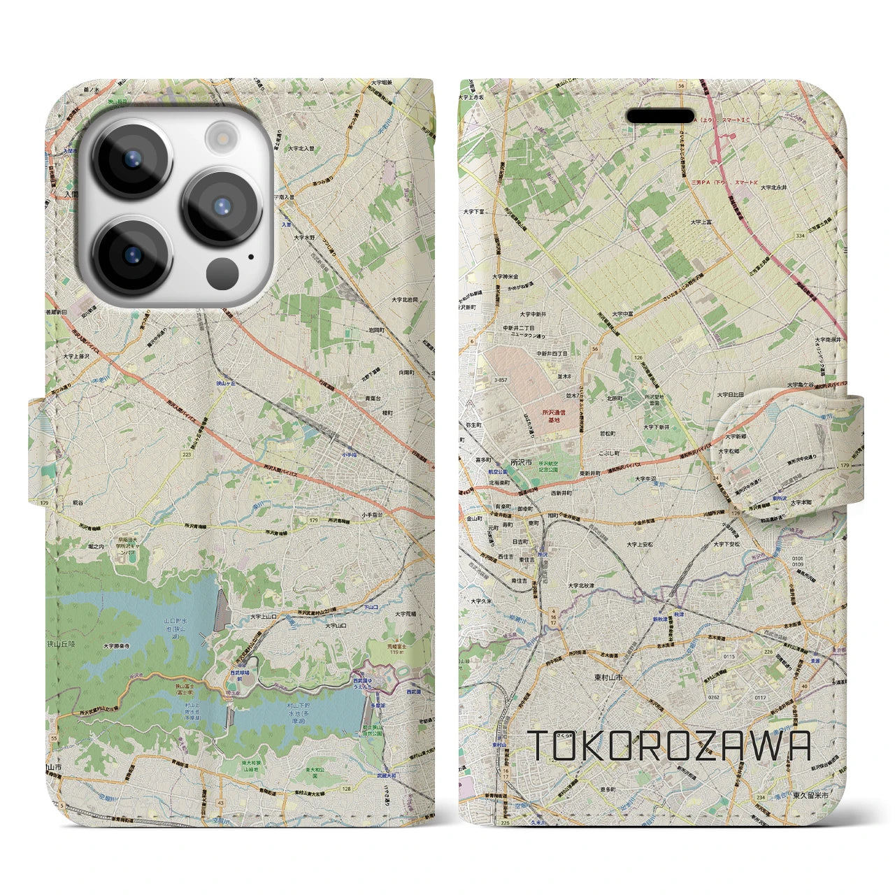 【所沢3(埼玉県)】地図柄iPhoneケース(手帳タイプ)