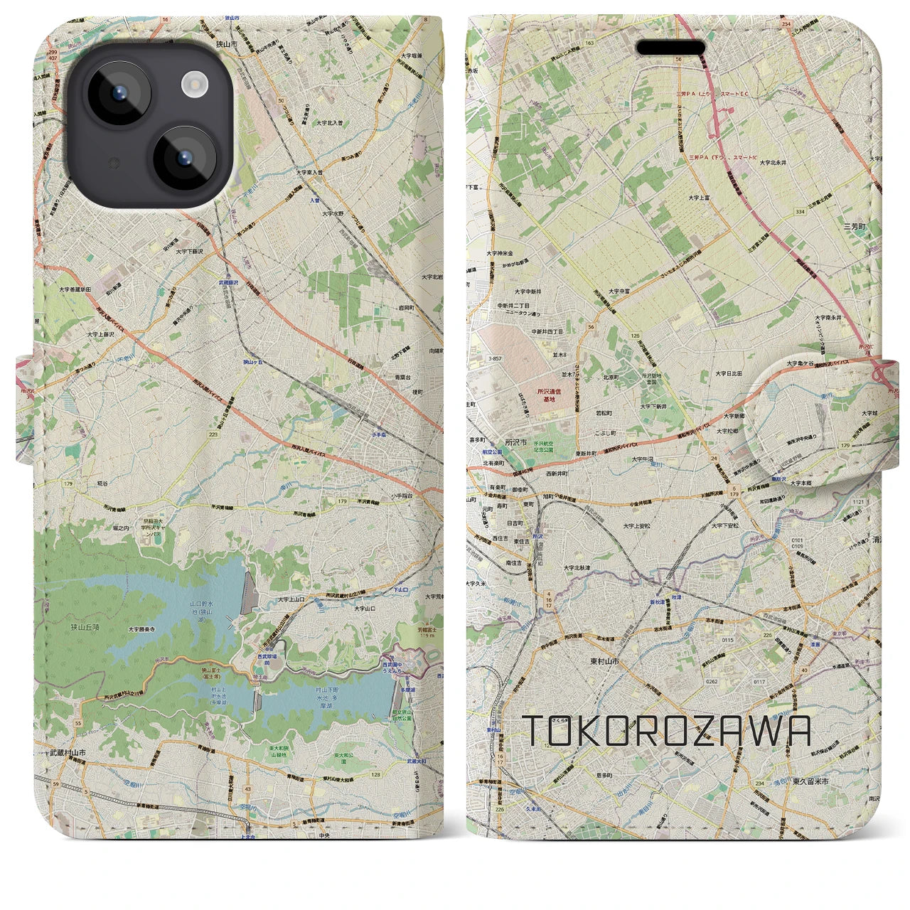 【所沢3(埼玉県)】地図柄iPhoneケース(手帳タイプ)