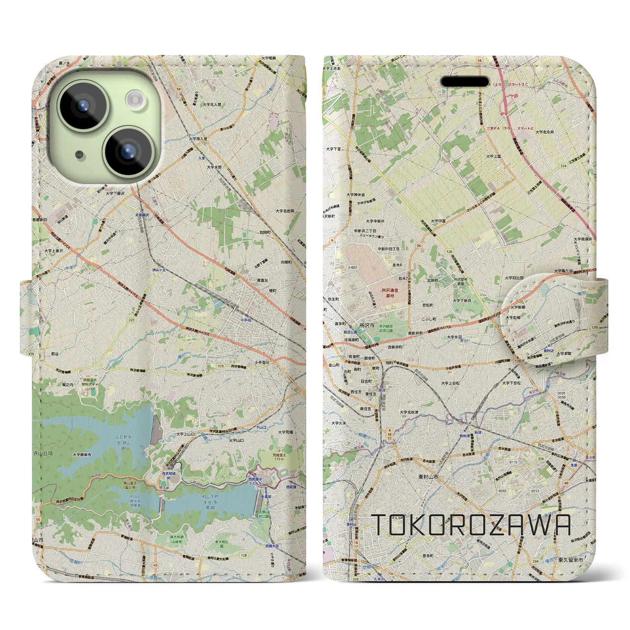 【所沢3(埼玉県)】地図柄iPhoneケース(手帳タイプ)