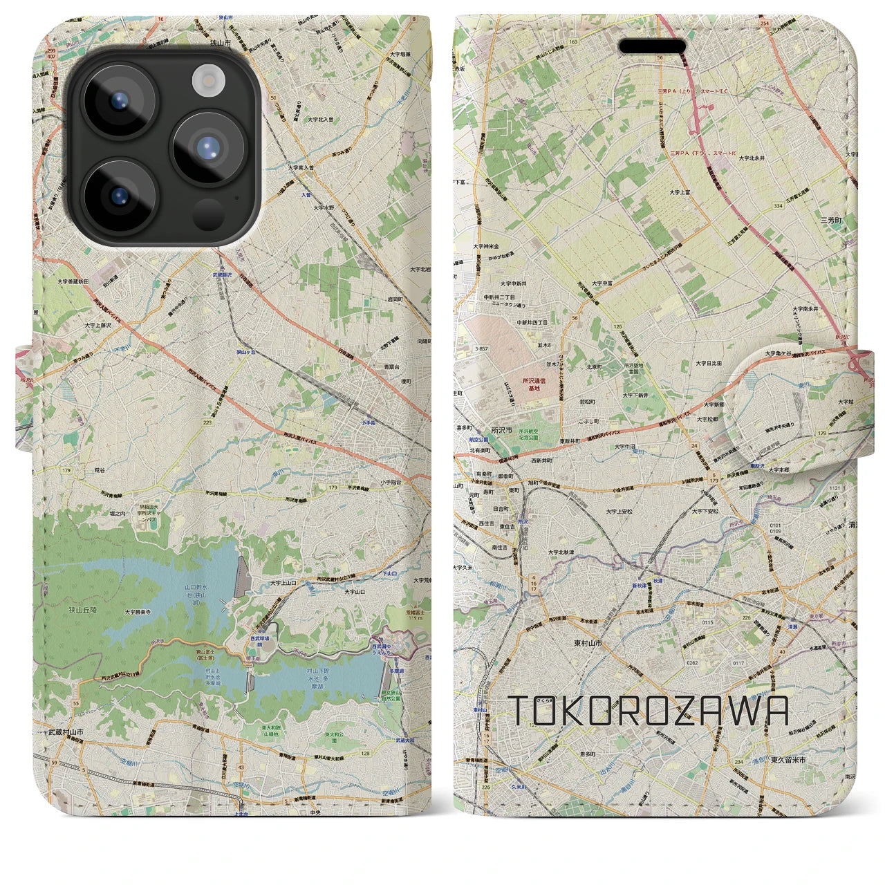 【所沢3(埼玉県)】地図柄iPhoneケース(手帳タイプ)