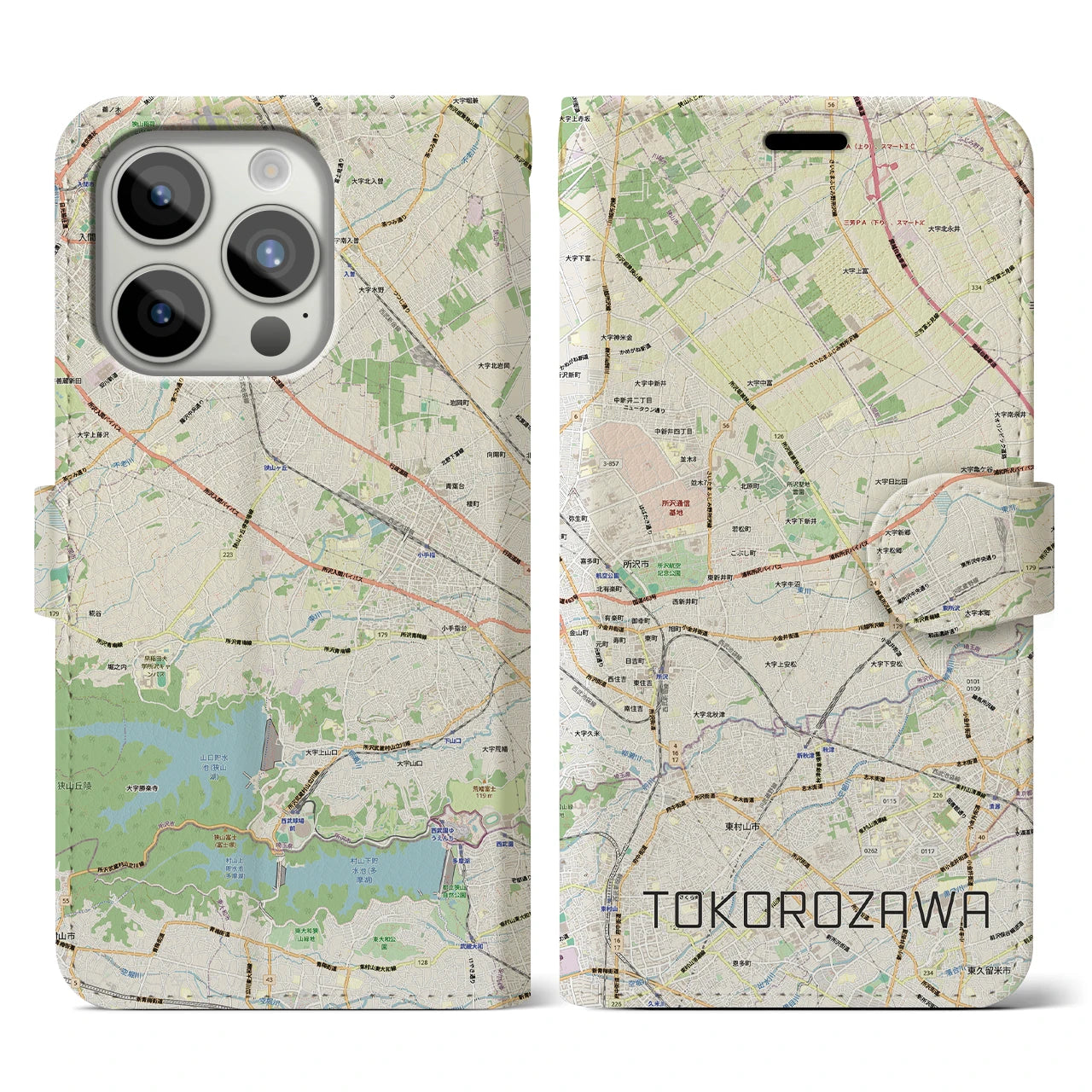 【所沢3(埼玉県)】地図柄iPhoneケース(手帳タイプ)