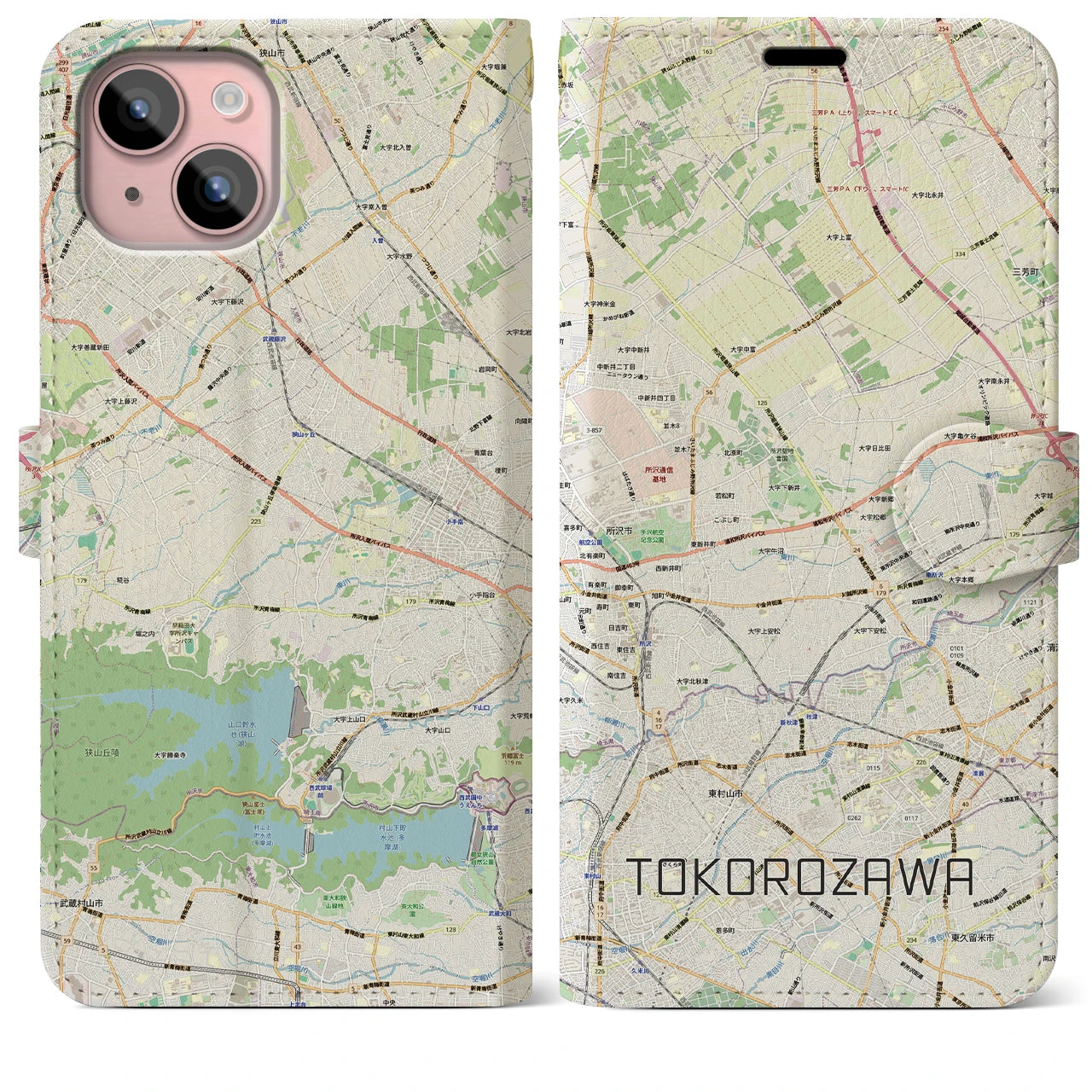 【所沢3(埼玉県)】地図柄iPhoneケース(手帳タイプ)