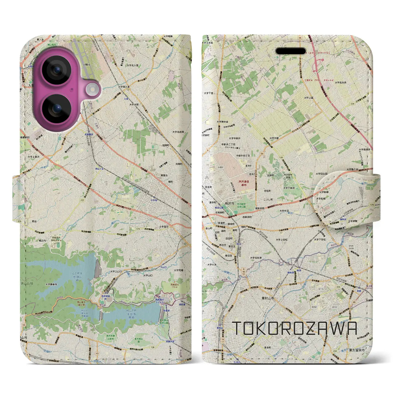 【所沢3(埼玉県)】地図柄iPhoneケース(手帳タイプ)