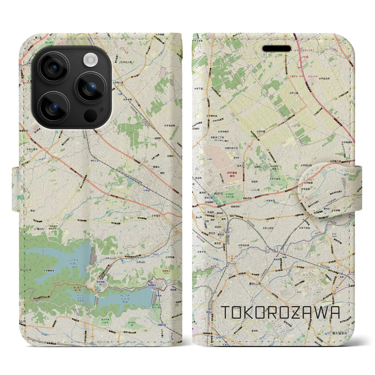 【所沢3(埼玉県)】地図柄iPhoneケース(手帳タイプ)