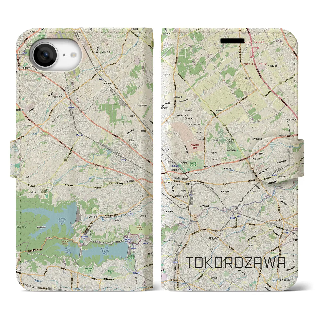 【所沢3(埼玉県)】地図柄iPhoneケース(手帳タイプ)