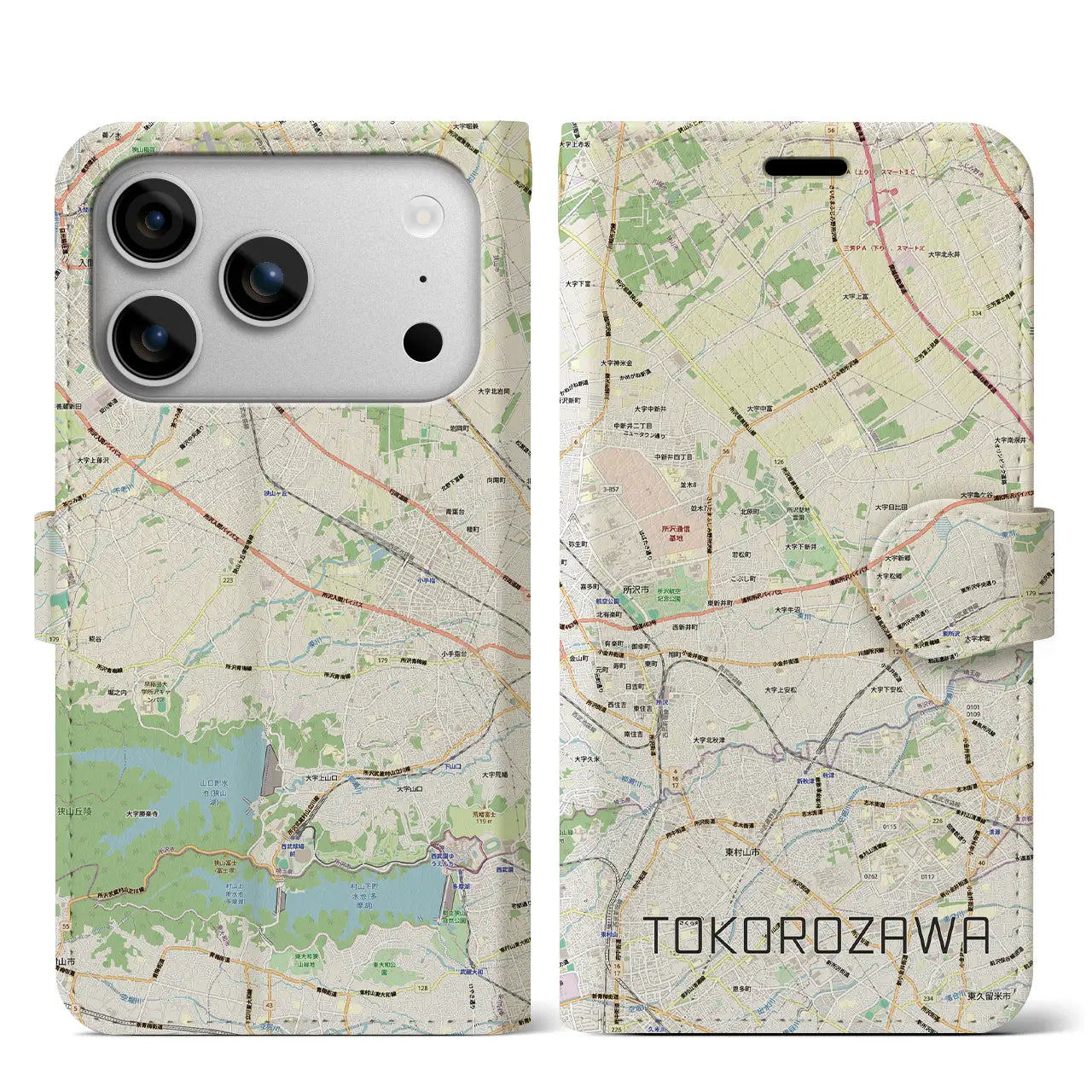 【所沢3(埼玉県)】地図柄iPhoneケース(手帳タイプ)