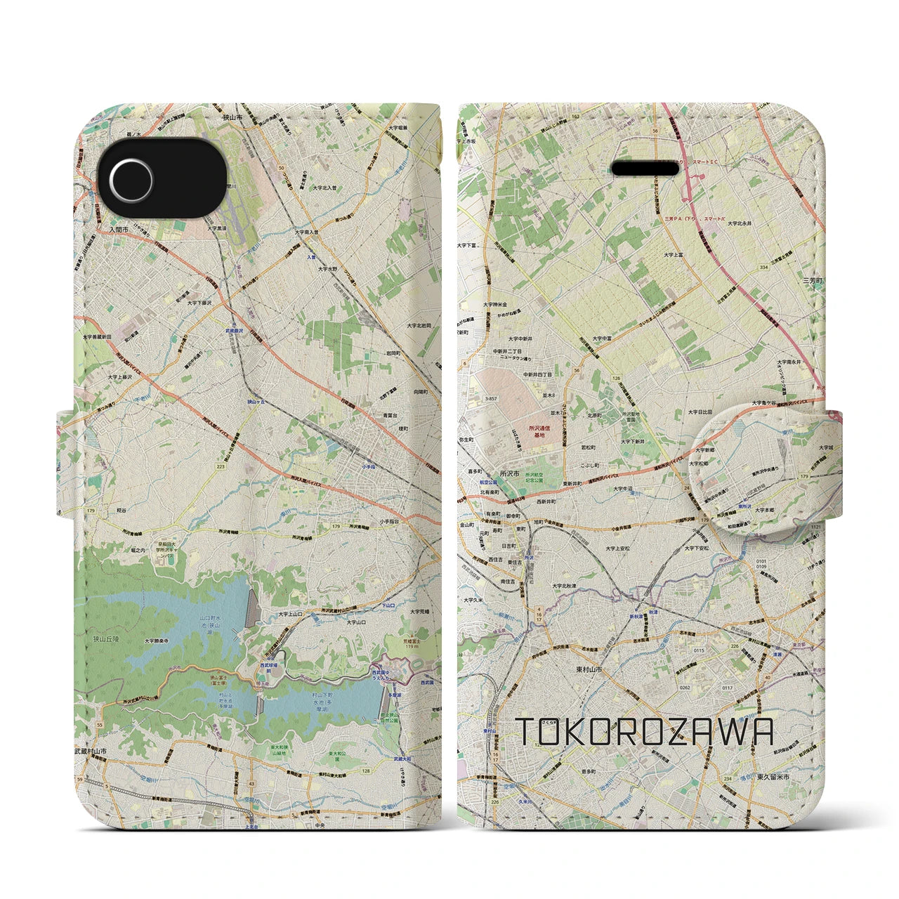 【所沢3(埼玉県)】地図柄iPhoneケース(手帳タイプ)