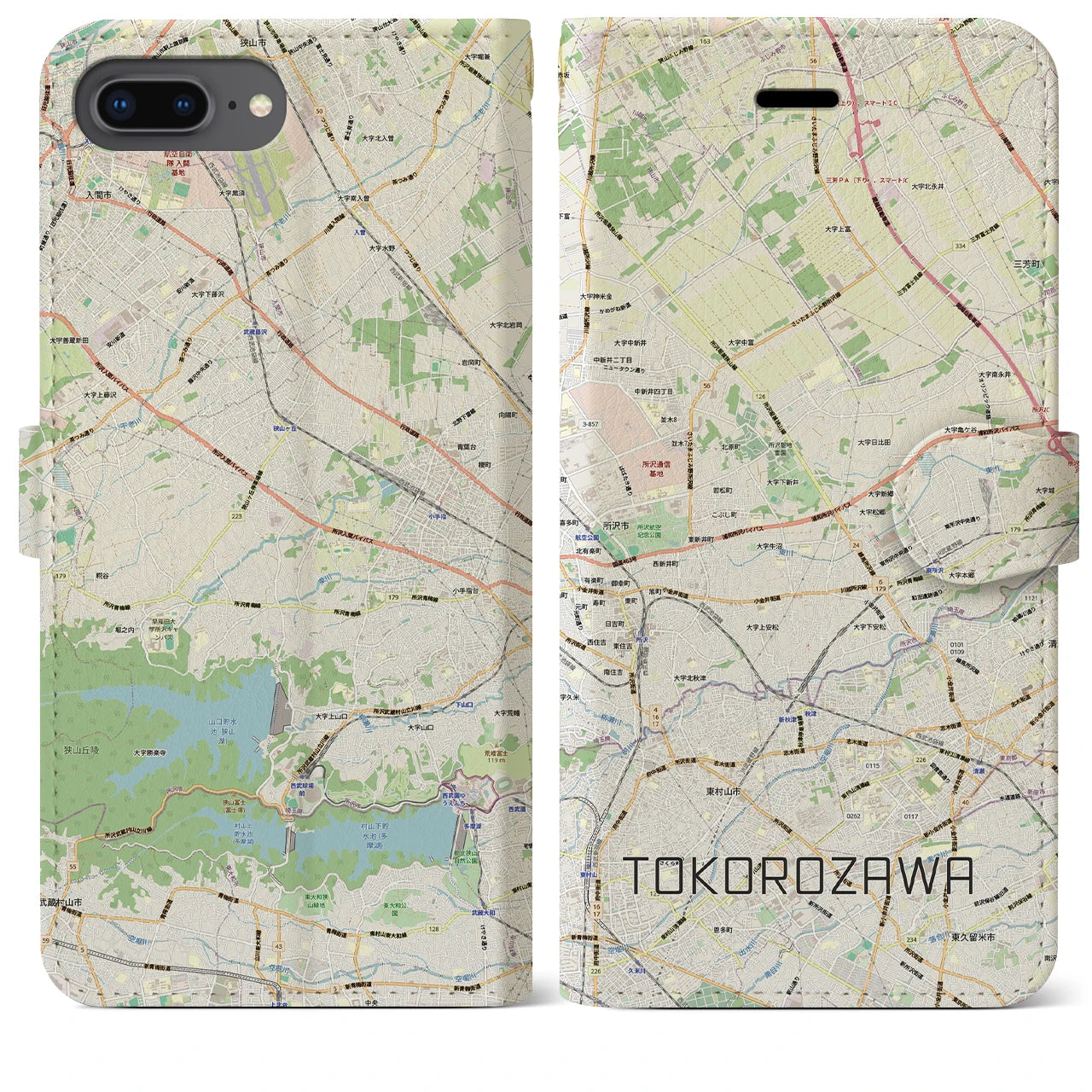 【所沢3(埼玉県)】地図柄iPhoneケース(手帳タイプ)