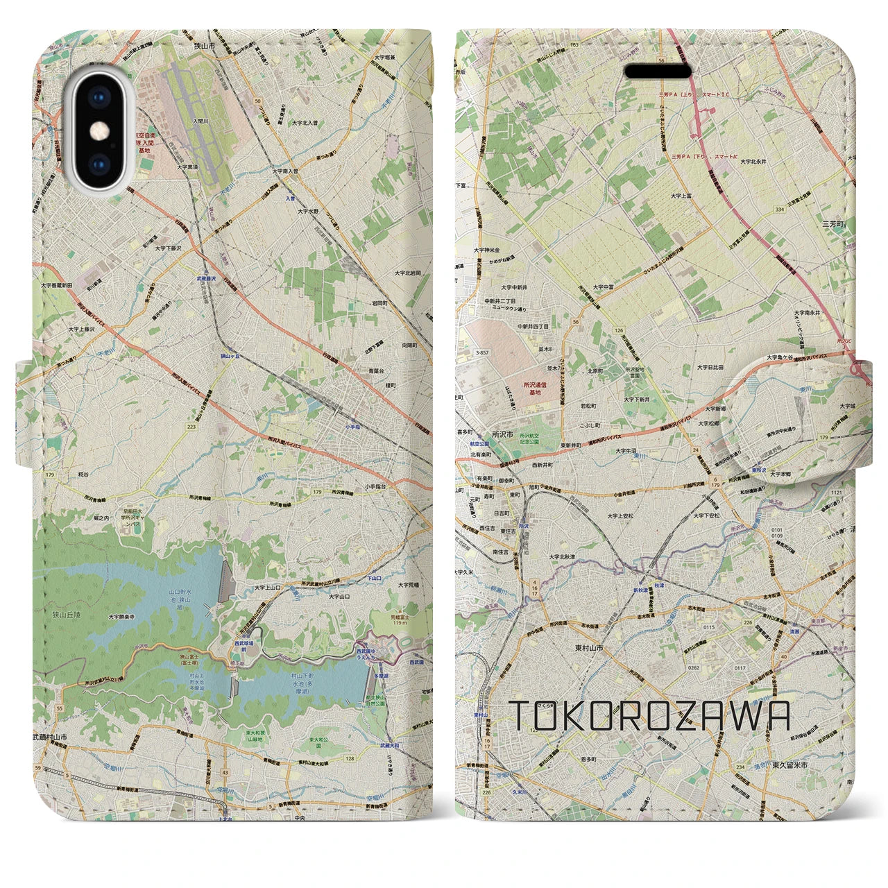 【所沢3(埼玉県)】地図柄iPhoneケース(手帳タイプ)