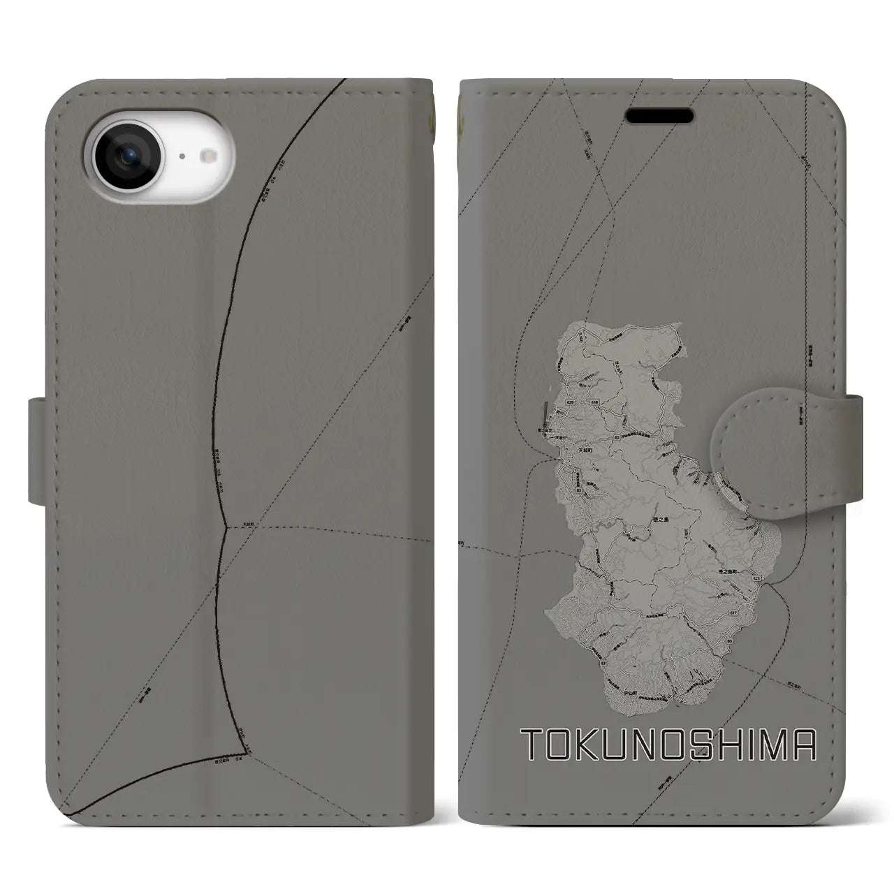 【徳之島(鹿児島県)】地図柄iPhoneケース(手帳タイプ)