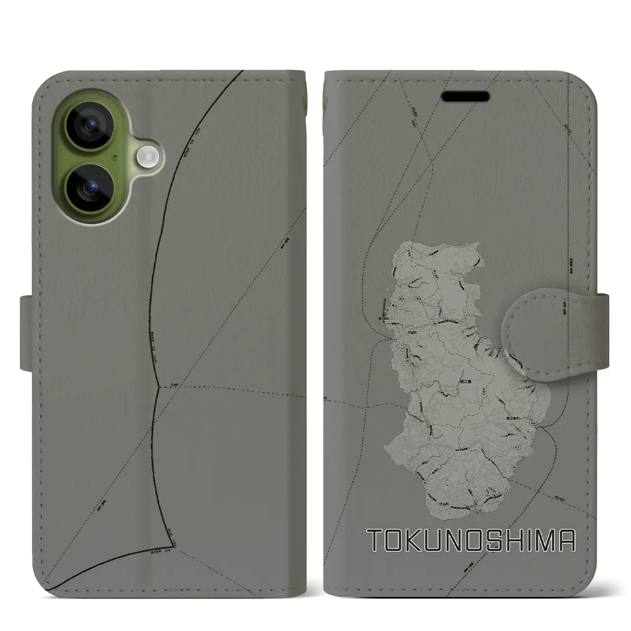 【徳之島(鹿児島県)】地図柄iPhoneケース(手帳タイプ)
