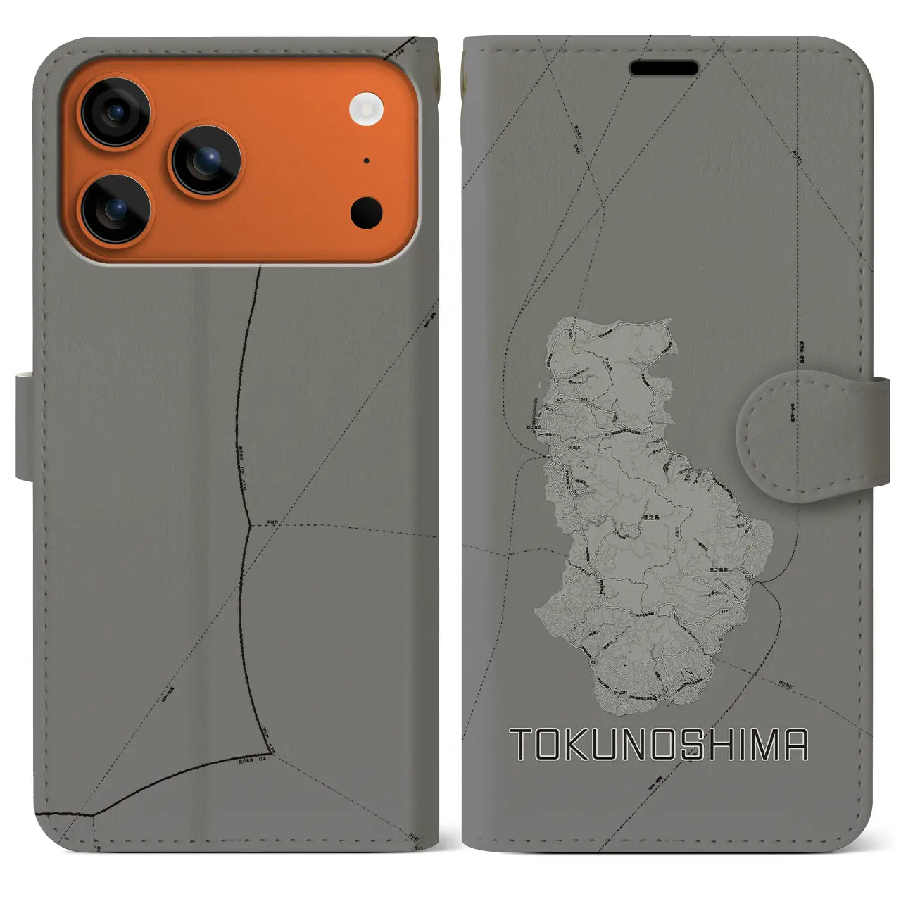 【徳之島(鹿児島県)】地図柄iPhoneケース(手帳タイプ)