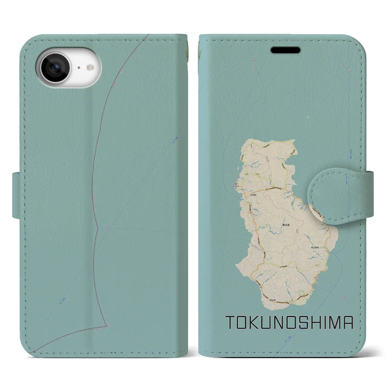 【徳之島(鹿児島県)】地図柄iPhoneケース(手帳タイプ)