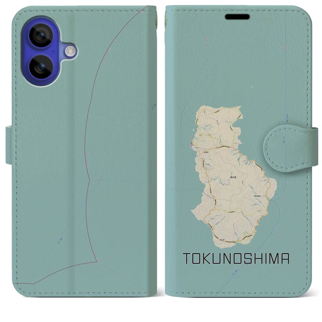 【徳之島(鹿児島県)】地図柄iPhoneケース(手帳タイプ)ナチュラル・iPhone 16 Pro Max 用