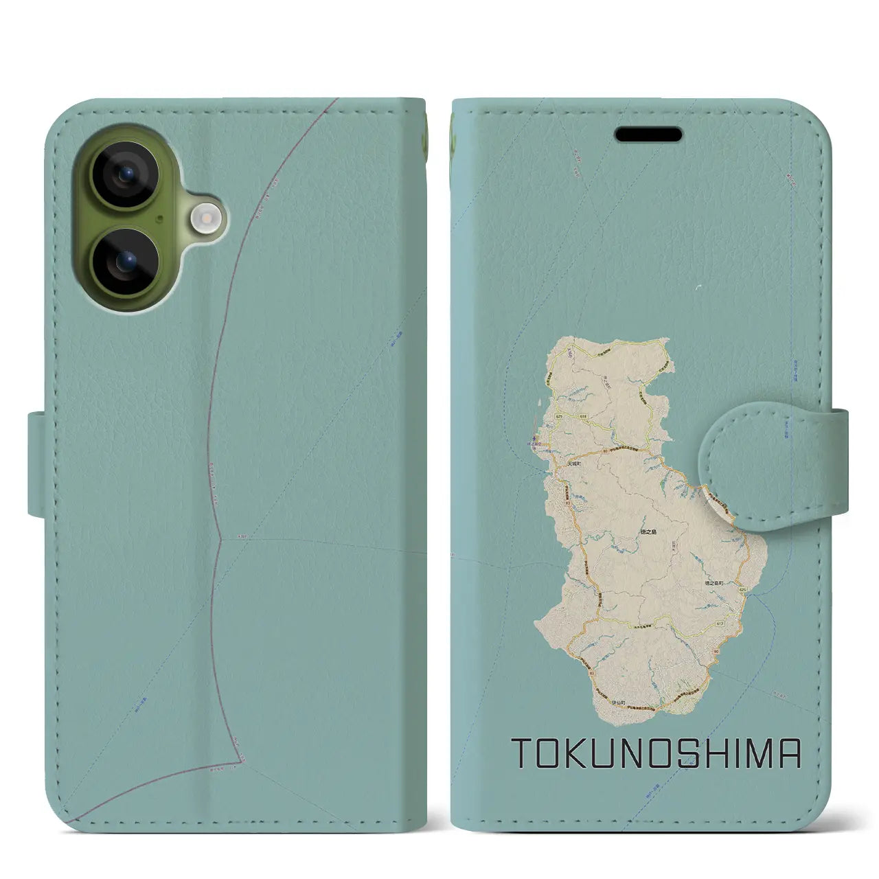 【徳之島(鹿児島県)】地図柄iPhoneケース(手帳タイプ)