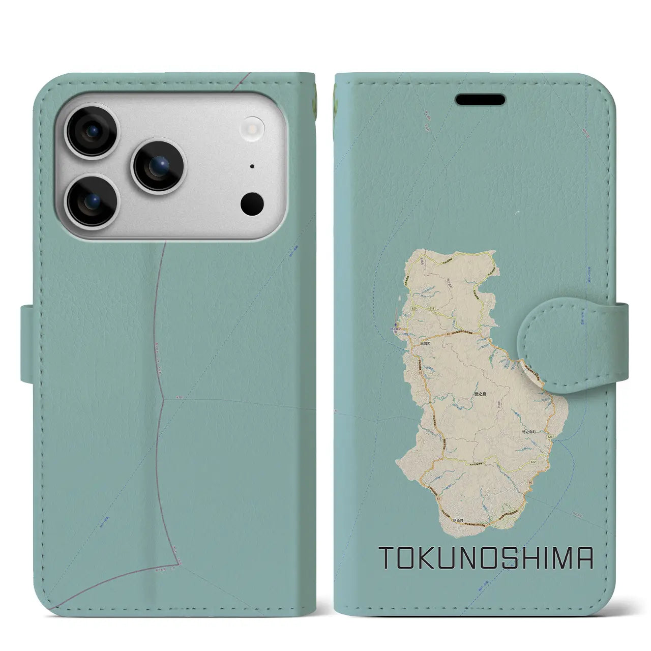 【徳之島(鹿児島県)】地図柄iPhoneケース(手帳タイプ)