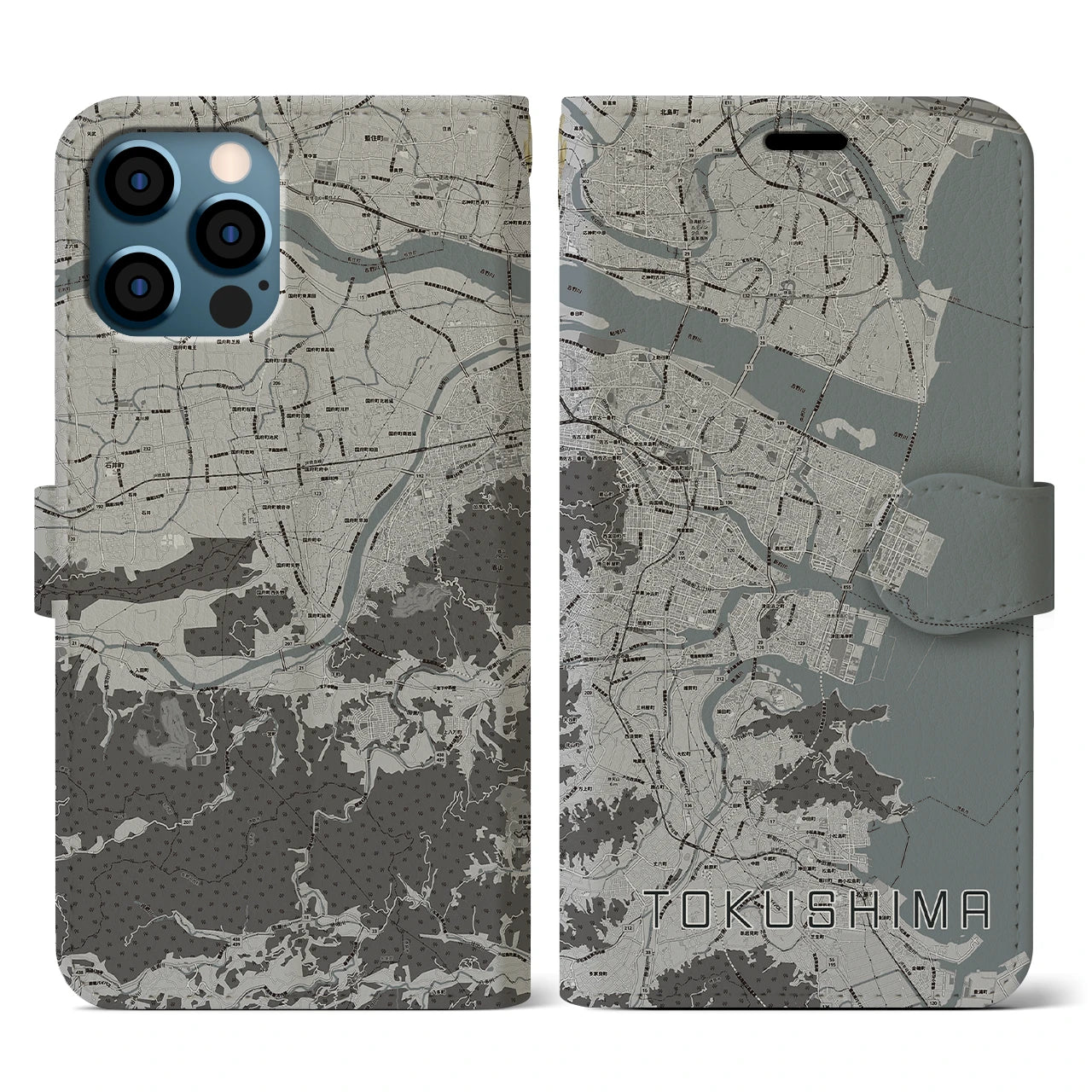 【徳島(徳島県)】地図柄iPhoneケース(手帳タイプ)