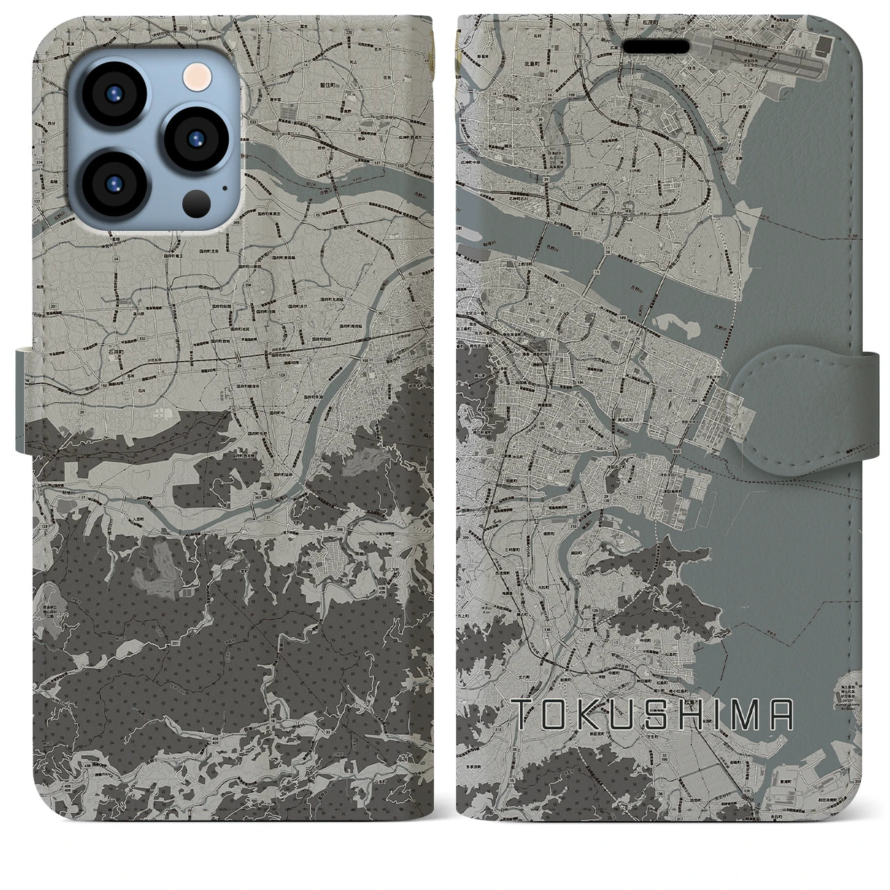 【徳島(徳島県)】地図柄iPhoneケース(手帳タイプ)