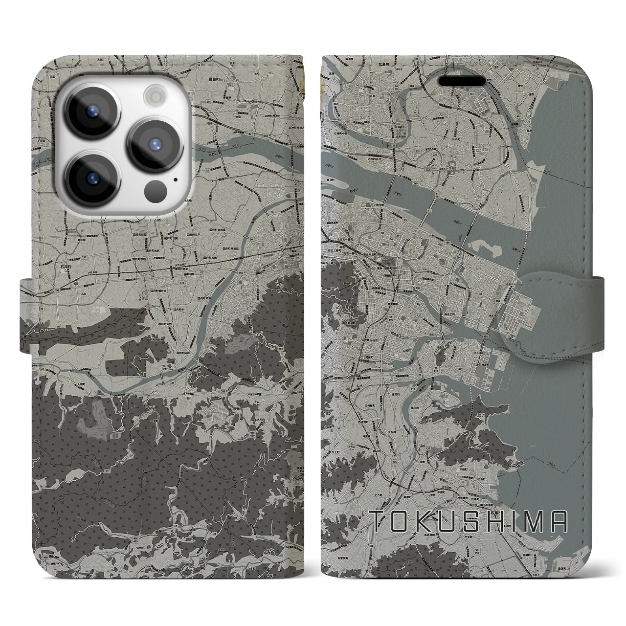 【徳島(徳島県)】地図柄iPhoneケース(手帳タイプ)