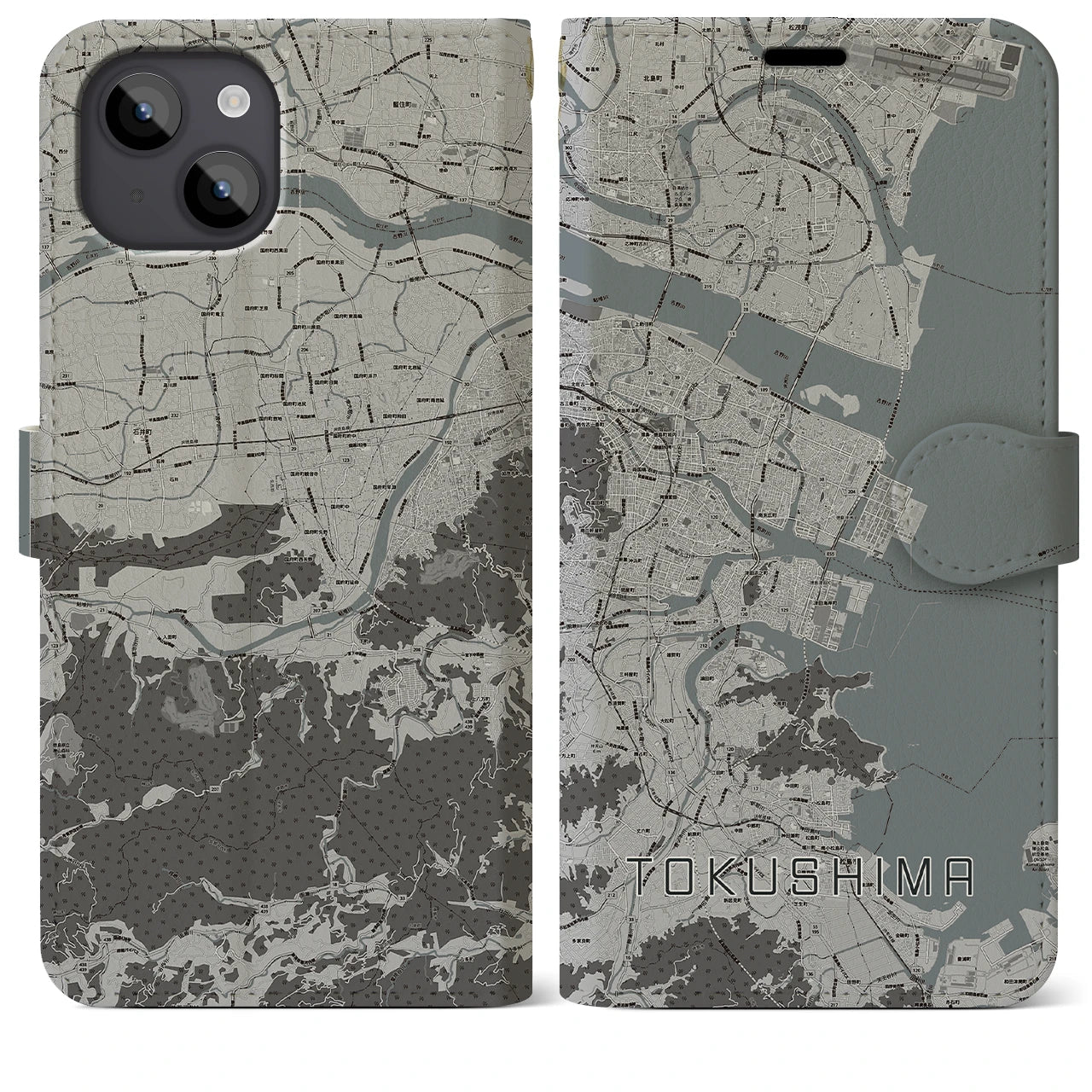 【徳島(徳島県)】地図柄iPhoneケース(手帳タイプ)