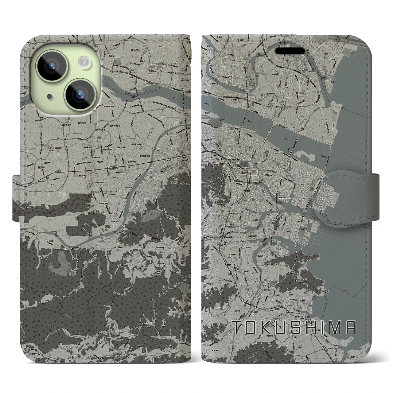 【徳島(徳島県)】地図柄iPhoneケース(手帳タイプ)