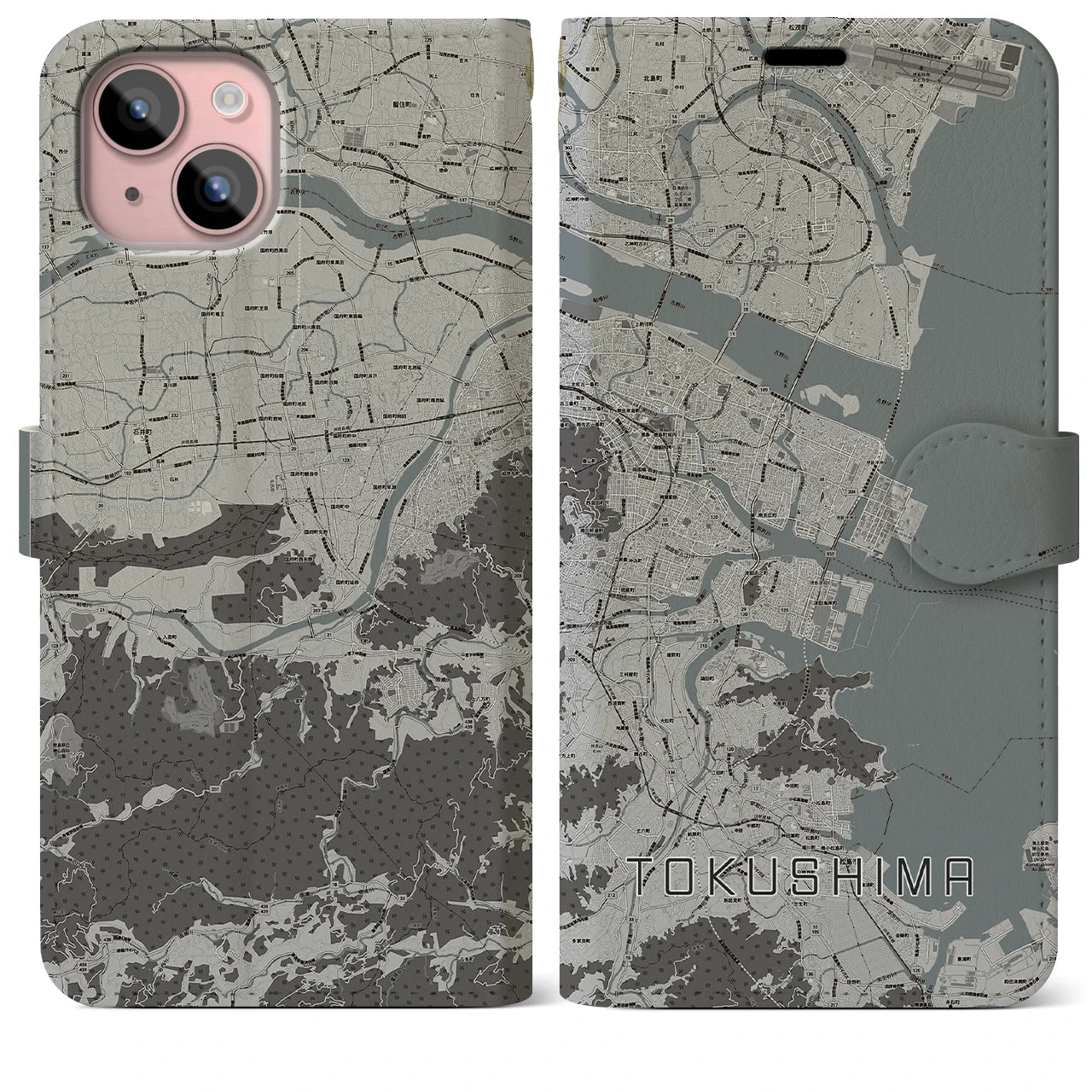 【徳島(徳島県)】地図柄iPhoneケース(手帳タイプ)