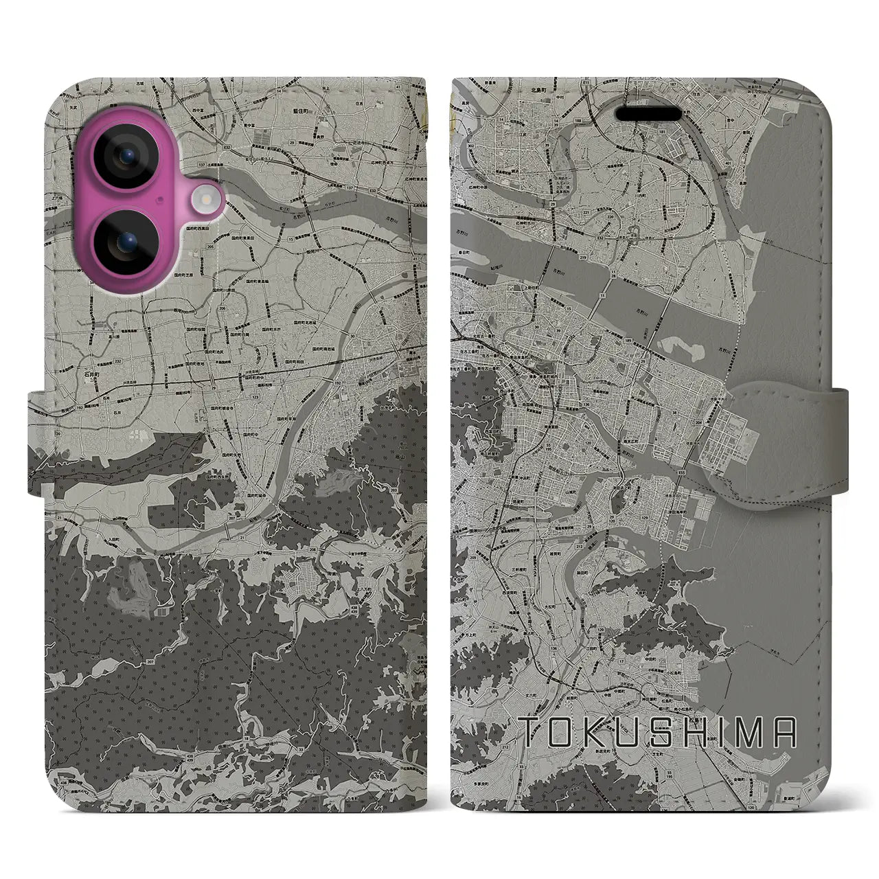 【徳島(徳島県)】地図柄iPhoneケース(手帳タイプ)