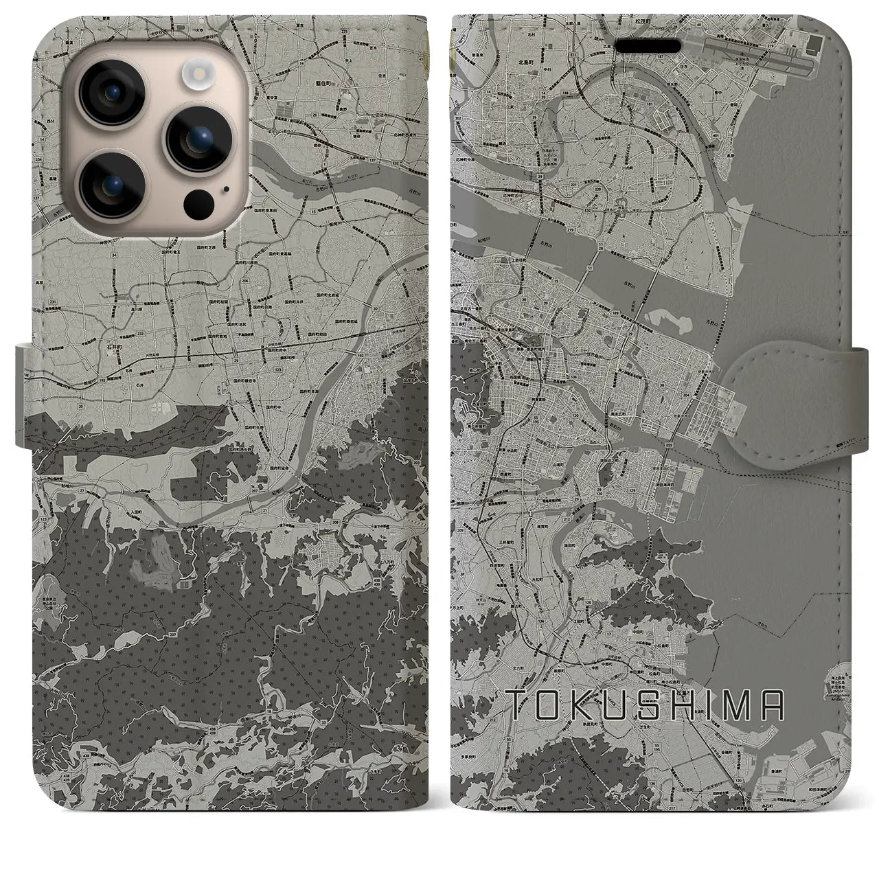 【徳島(徳島県)】地図柄iPhoneケース(手帳タイプ)