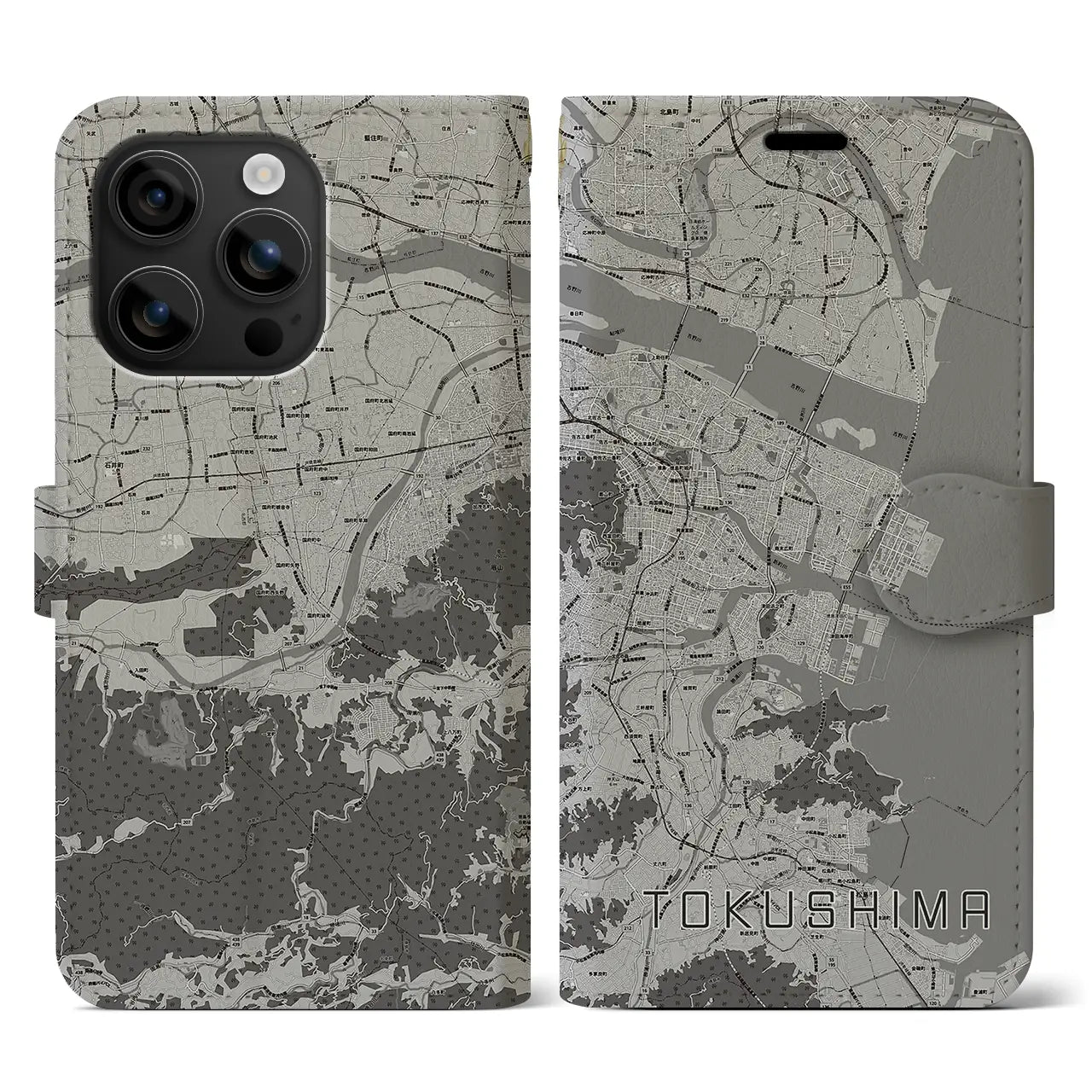 【徳島(徳島県)】地図柄iPhoneケース(手帳タイプ)