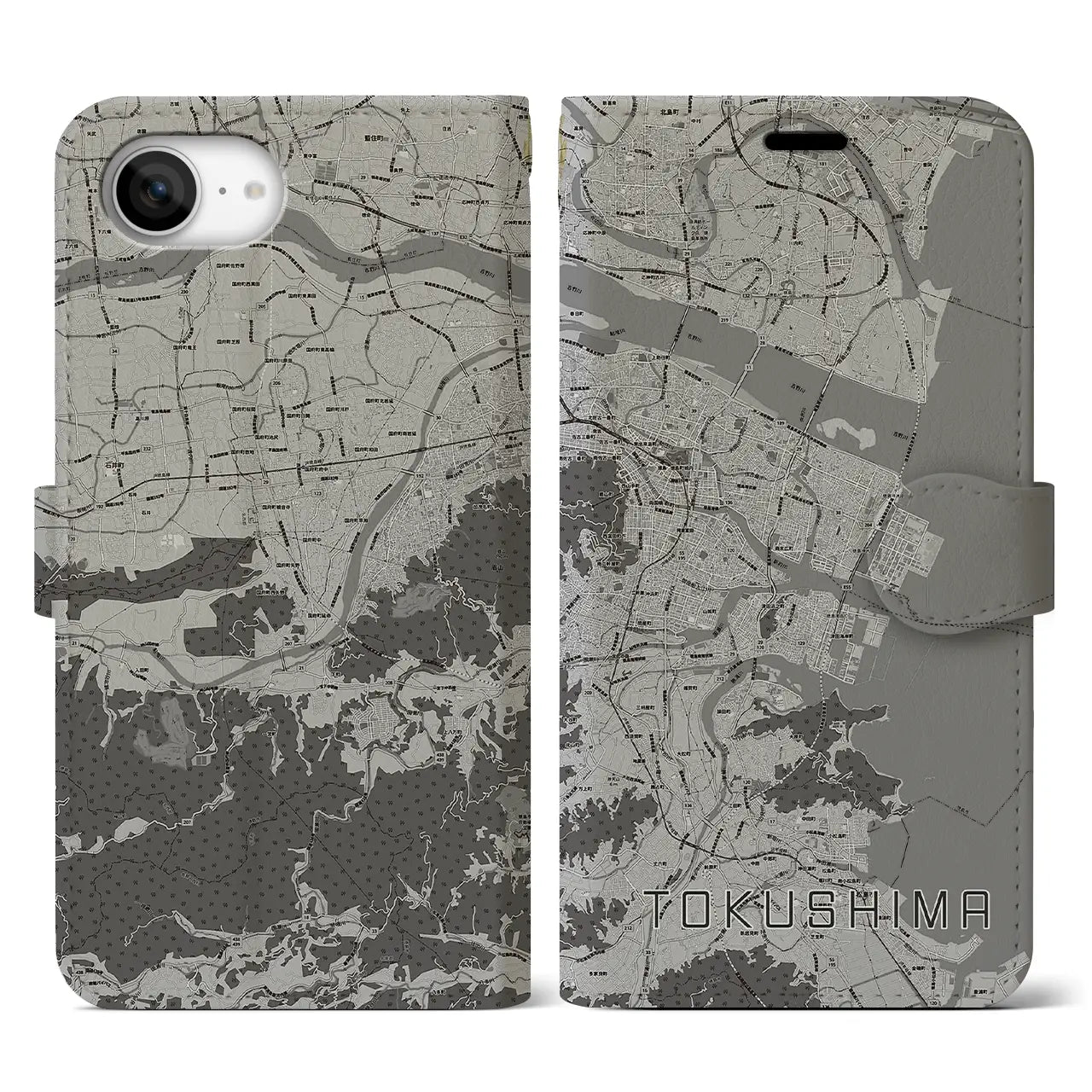 【徳島(徳島県)】地図柄iPhoneケース(手帳タイプ)