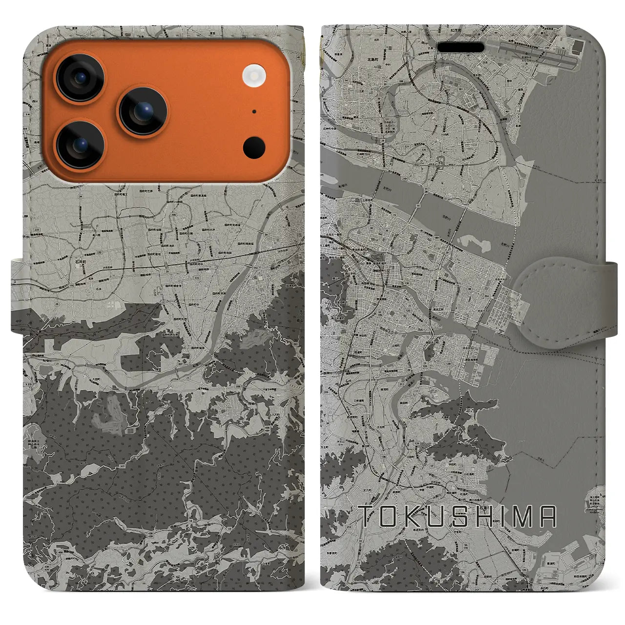 【徳島(徳島県)】地図柄iPhoneケース(手帳タイプ)