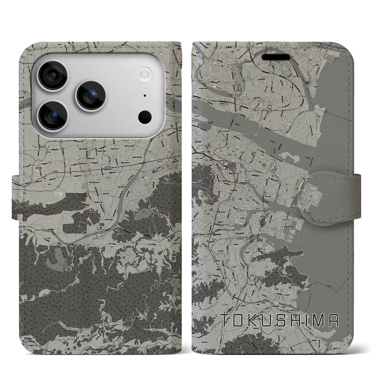 【徳島(徳島県)】地図柄iPhoneケース(手帳タイプ)