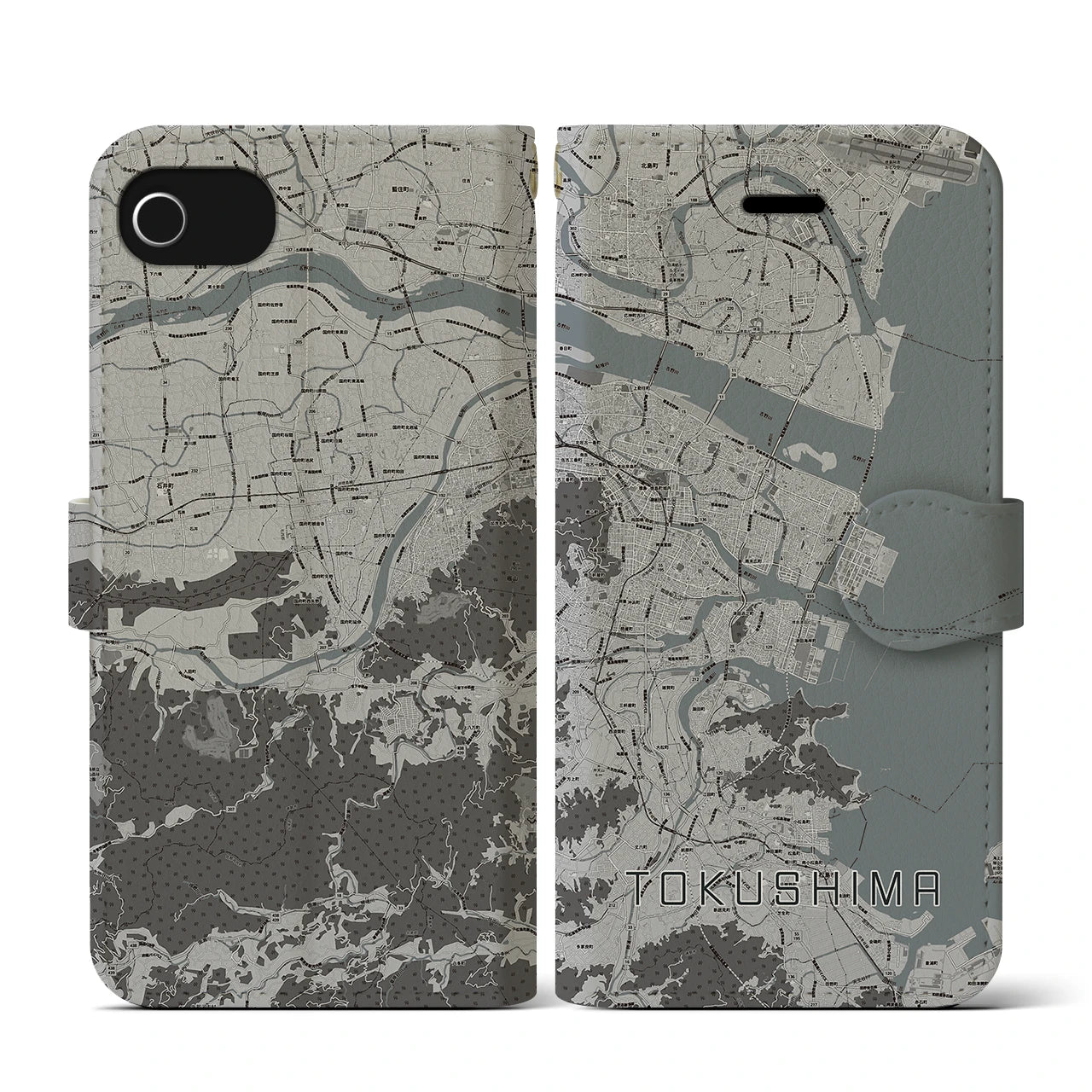 【徳島(徳島県)】地図柄iPhoneケース(手帳タイプ)