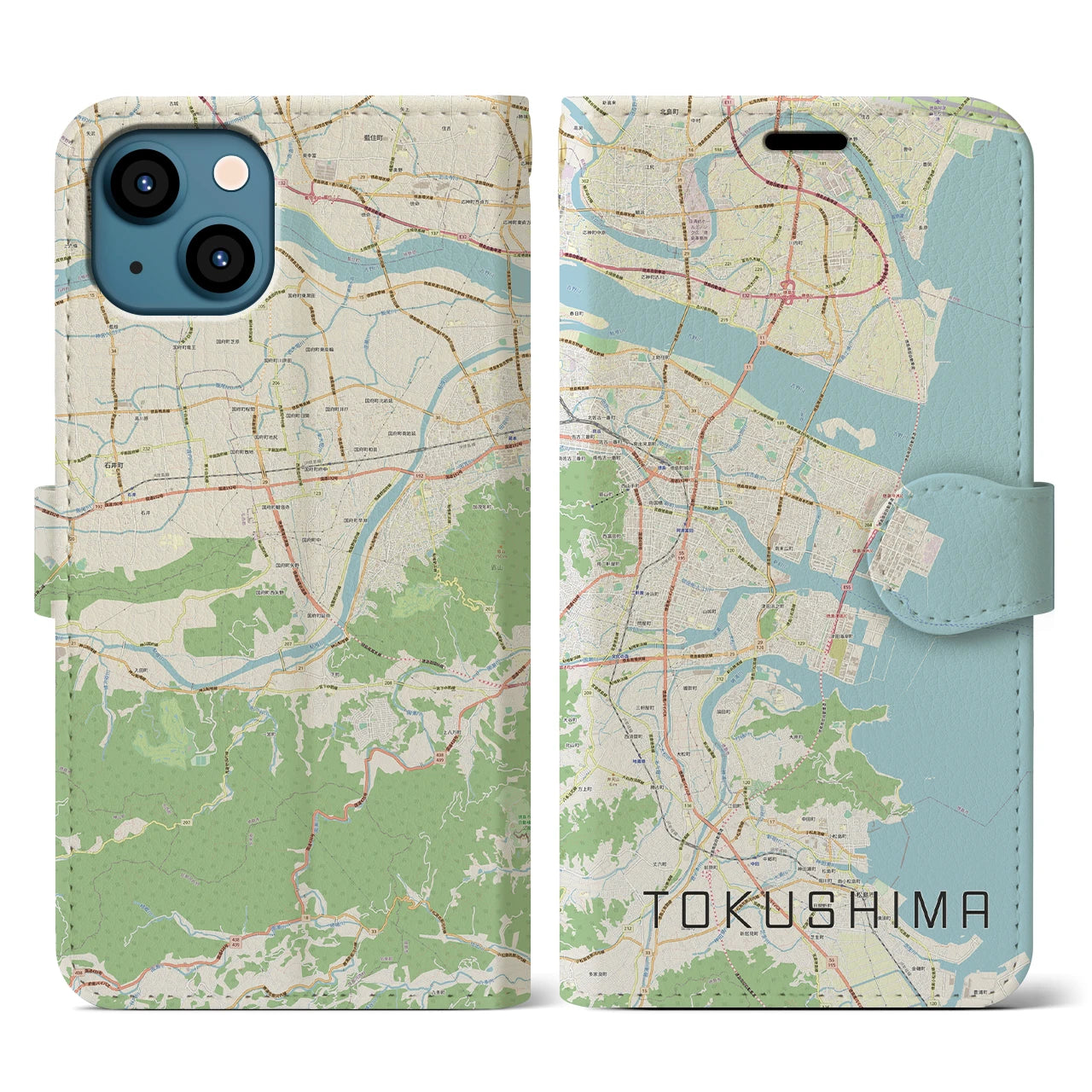 【徳島(徳島県)】地図柄iPhoneケース(手帳タイプ)