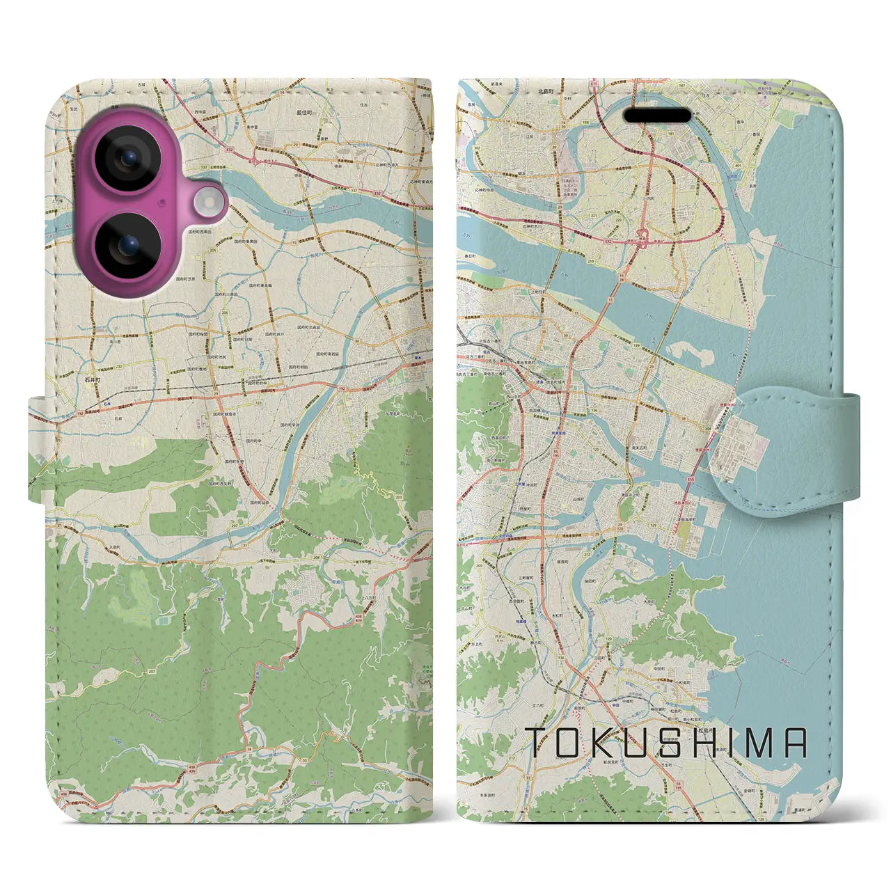 【徳島(徳島県)】地図柄iPhoneケース(手帳タイプ)